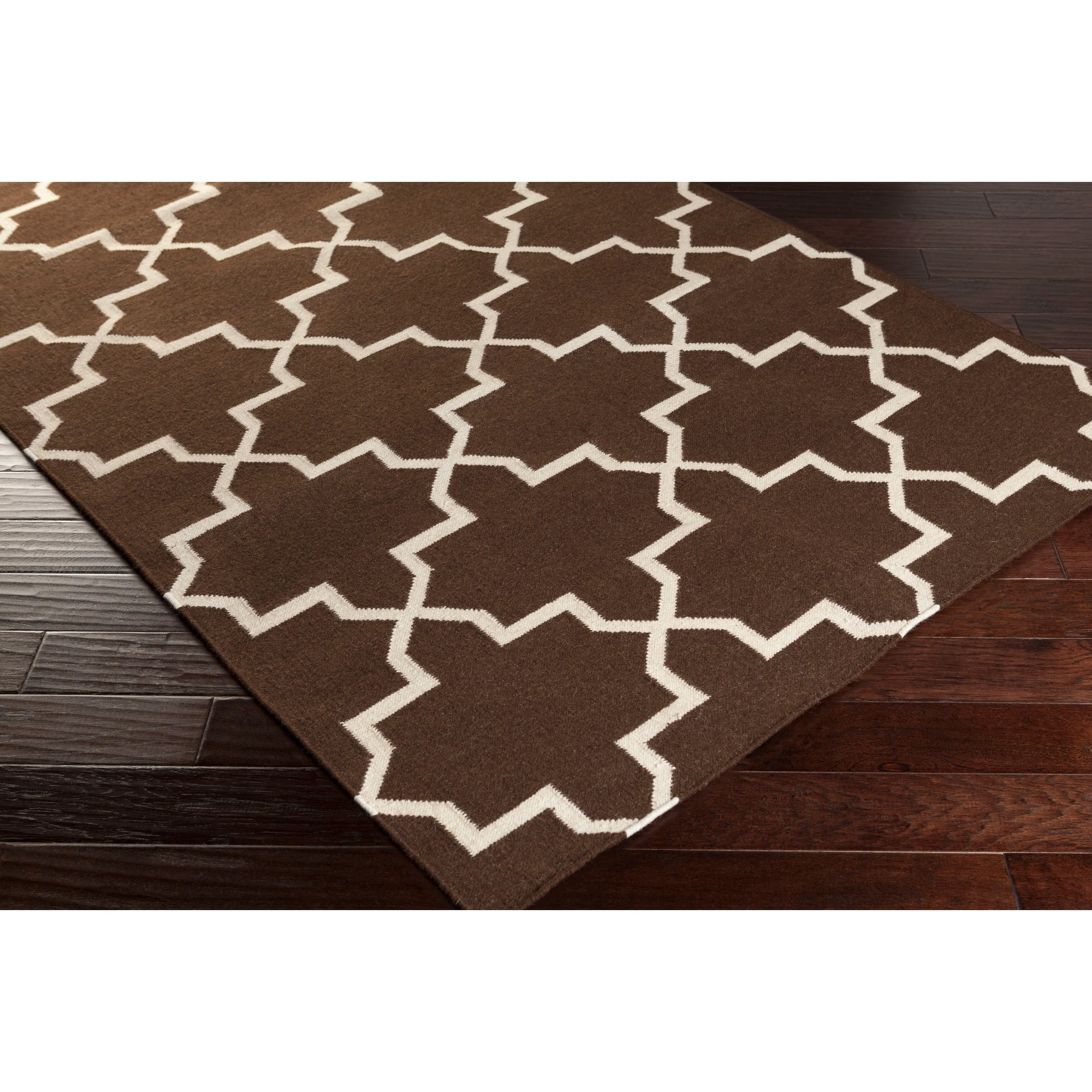 Hand-Woven Carlisle Moroccan Tile Reversible Flatweave Wool Rug