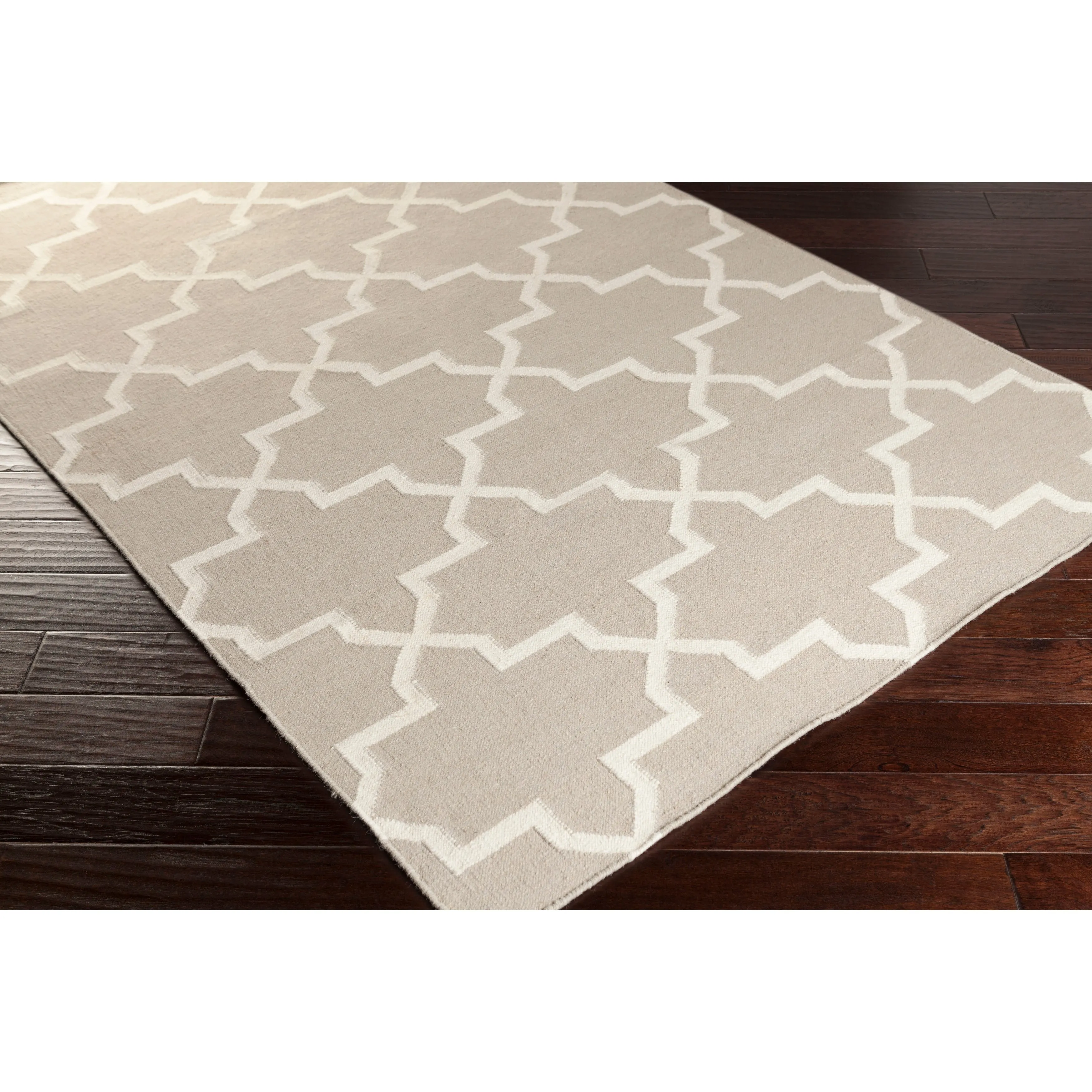 Hand-Woven Carlisle Moroccan Tile Reversible Flatweave Wool Rug