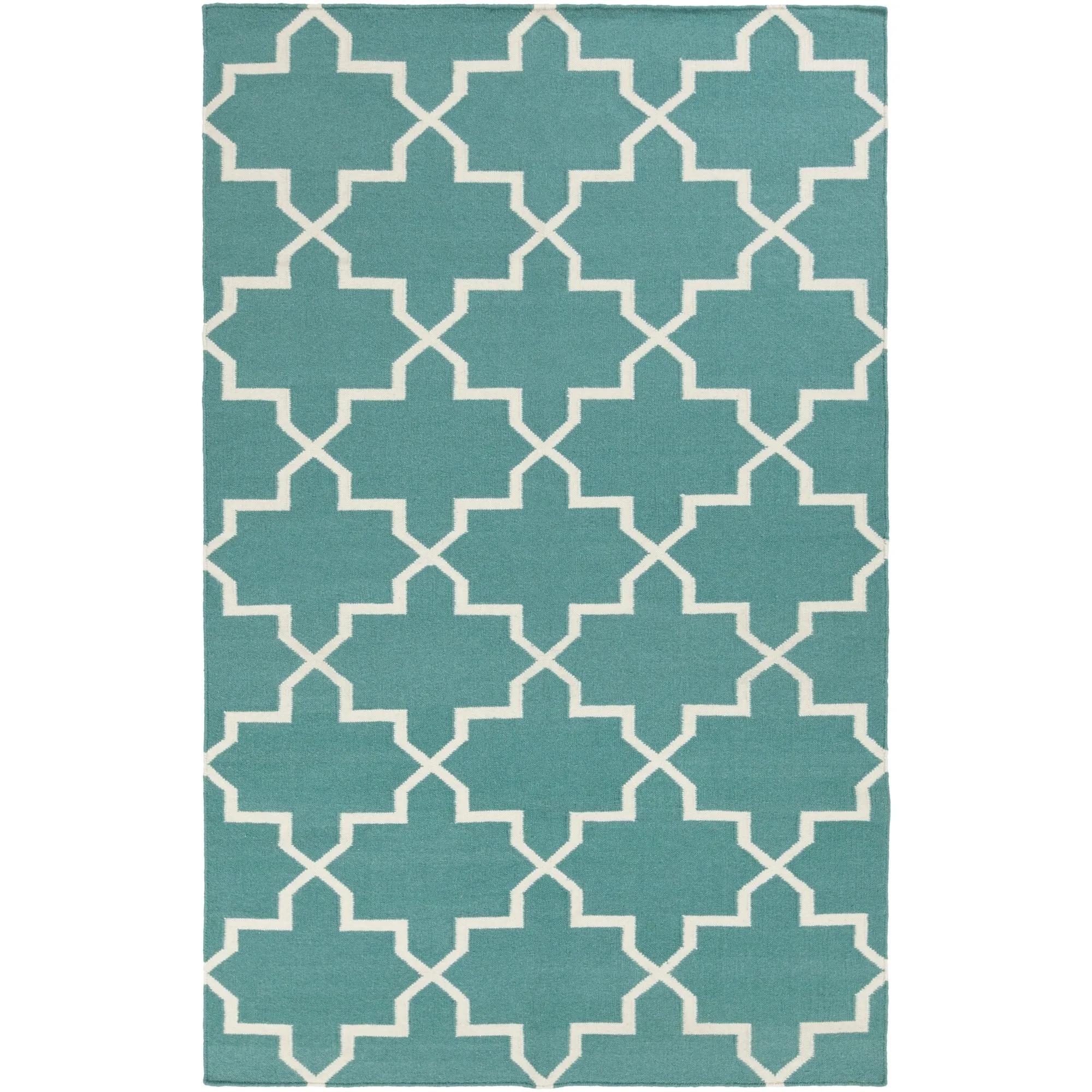 Hand-Woven Carlisle Moroccan Tile Reversible Flatweave Wool Rug