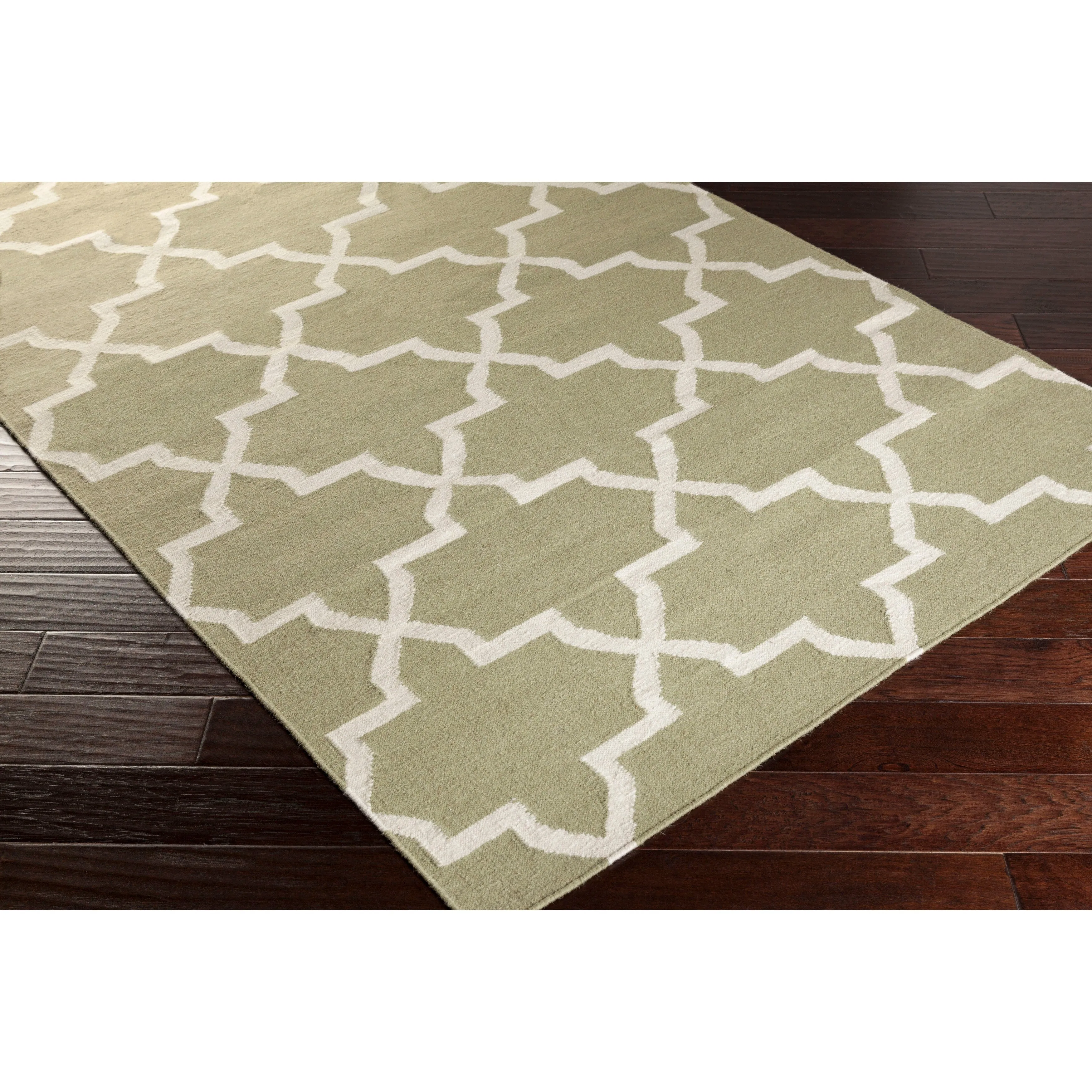 Hand-Woven Carlisle Moroccan Tile Reversible Flatweave Wool Rug