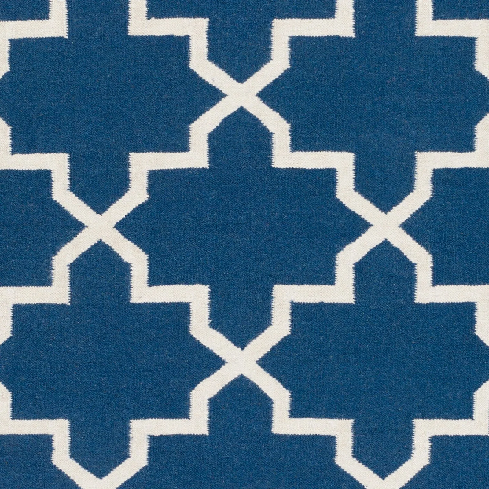 Hand-Woven Carlisle Moroccan Tile Reversible Flatweave Wool Rug