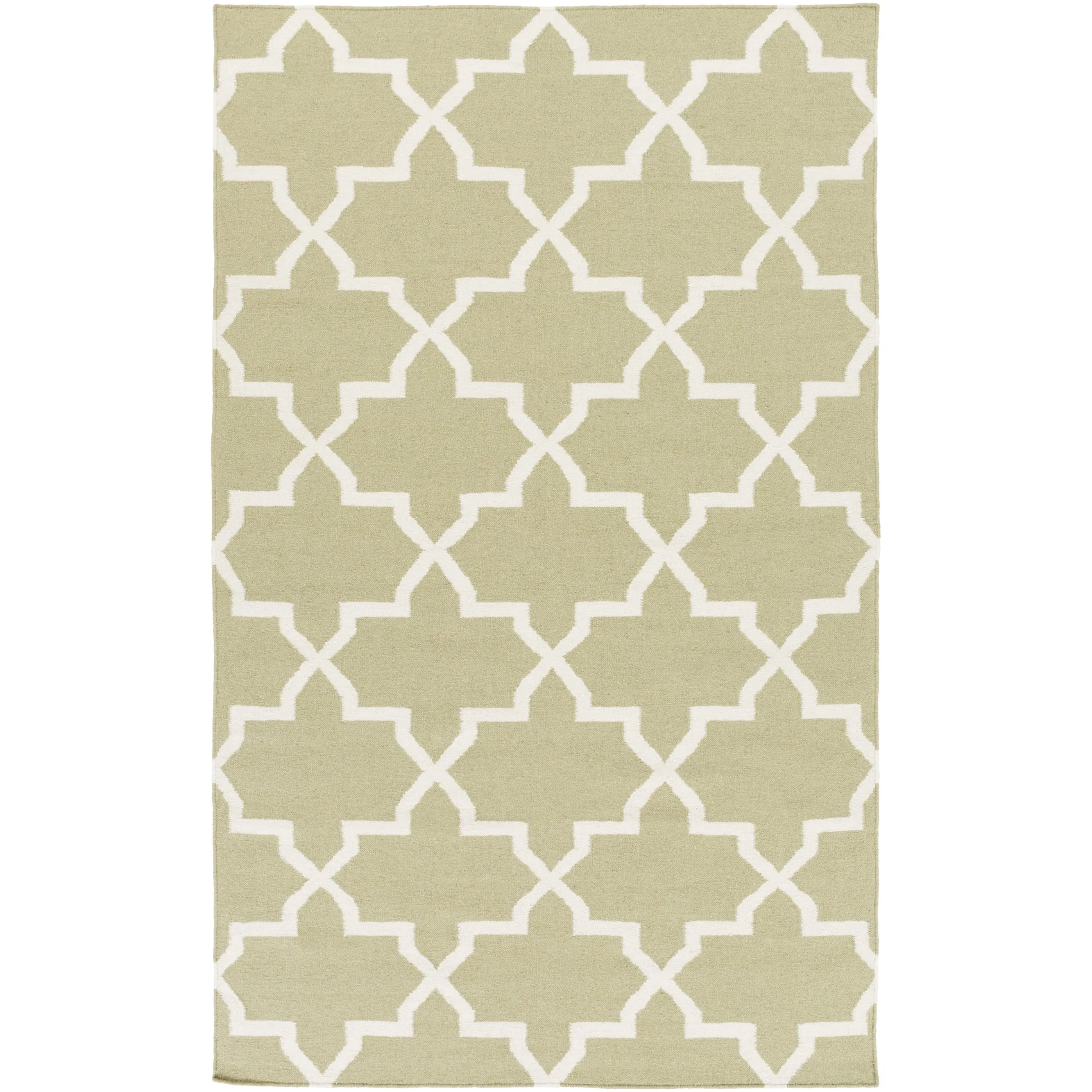 Hand-Woven Carlisle Moroccan Tile Reversible Flatweave Wool Rug