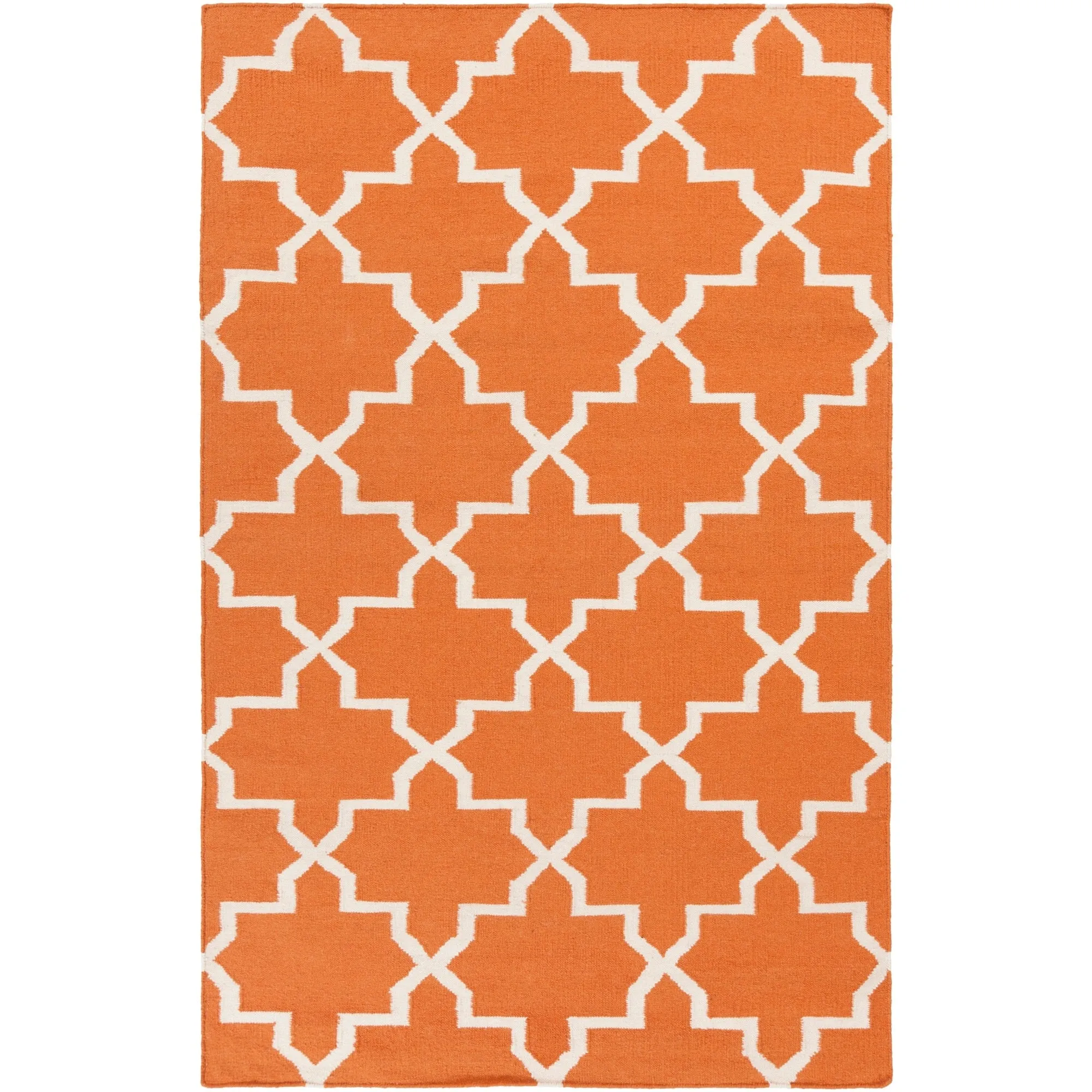 Hand-Woven Carlisle Moroccan Tile Reversible Flatweave Wool Rug