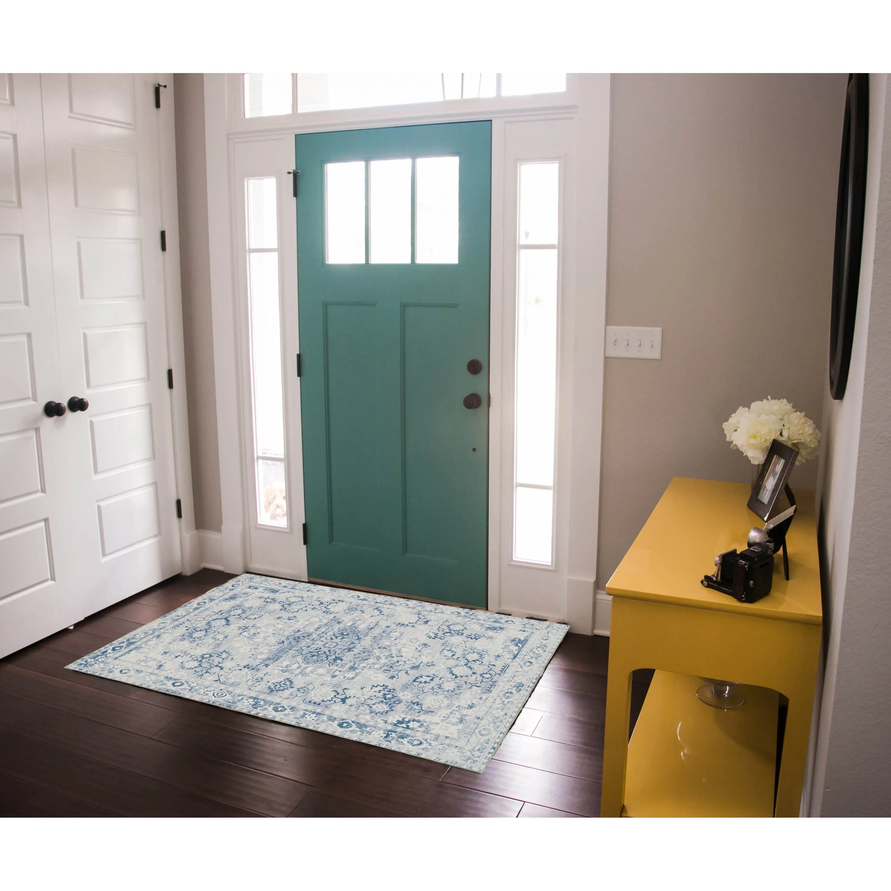 Harris Machine Washable Grey & Ivory Area Rug