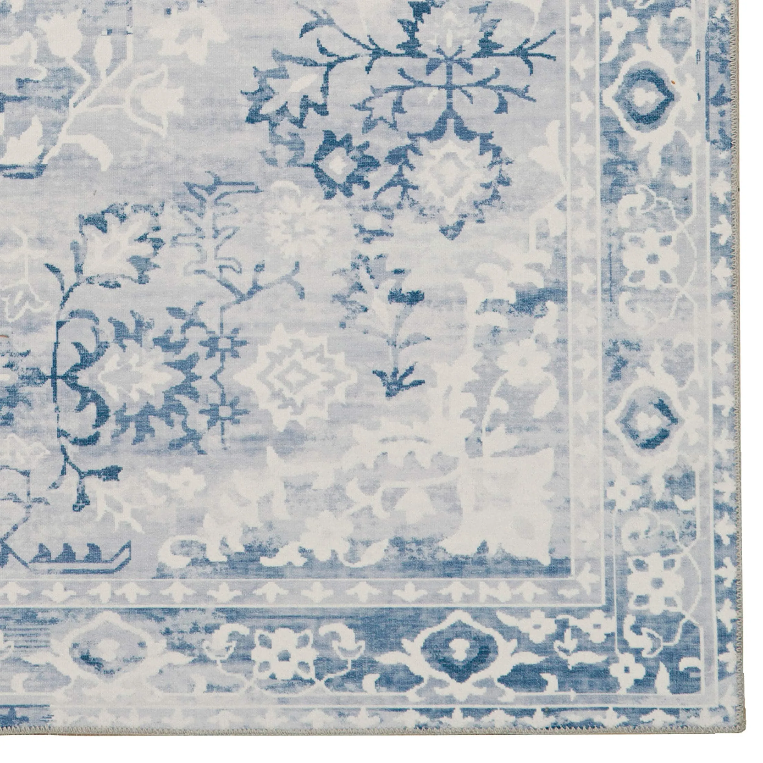 Harris Machine Washable Grey & Ivory Area Rug