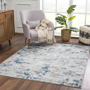 Hauteloom Liverpool Collection Modern Abstract Contemporary Square Tile Area Rug