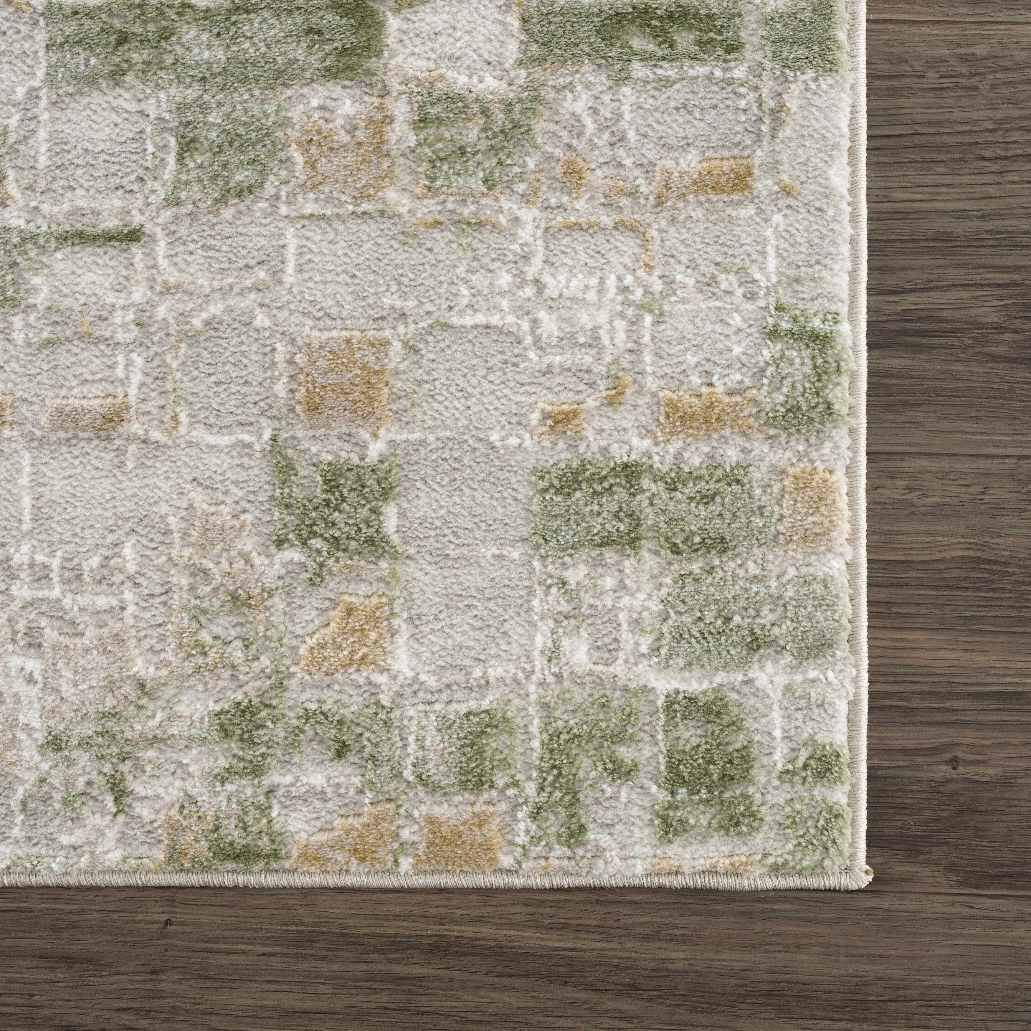 Hauteloom Liverpool Collection Modern Abstract Contemporary Square Tile Area Rug