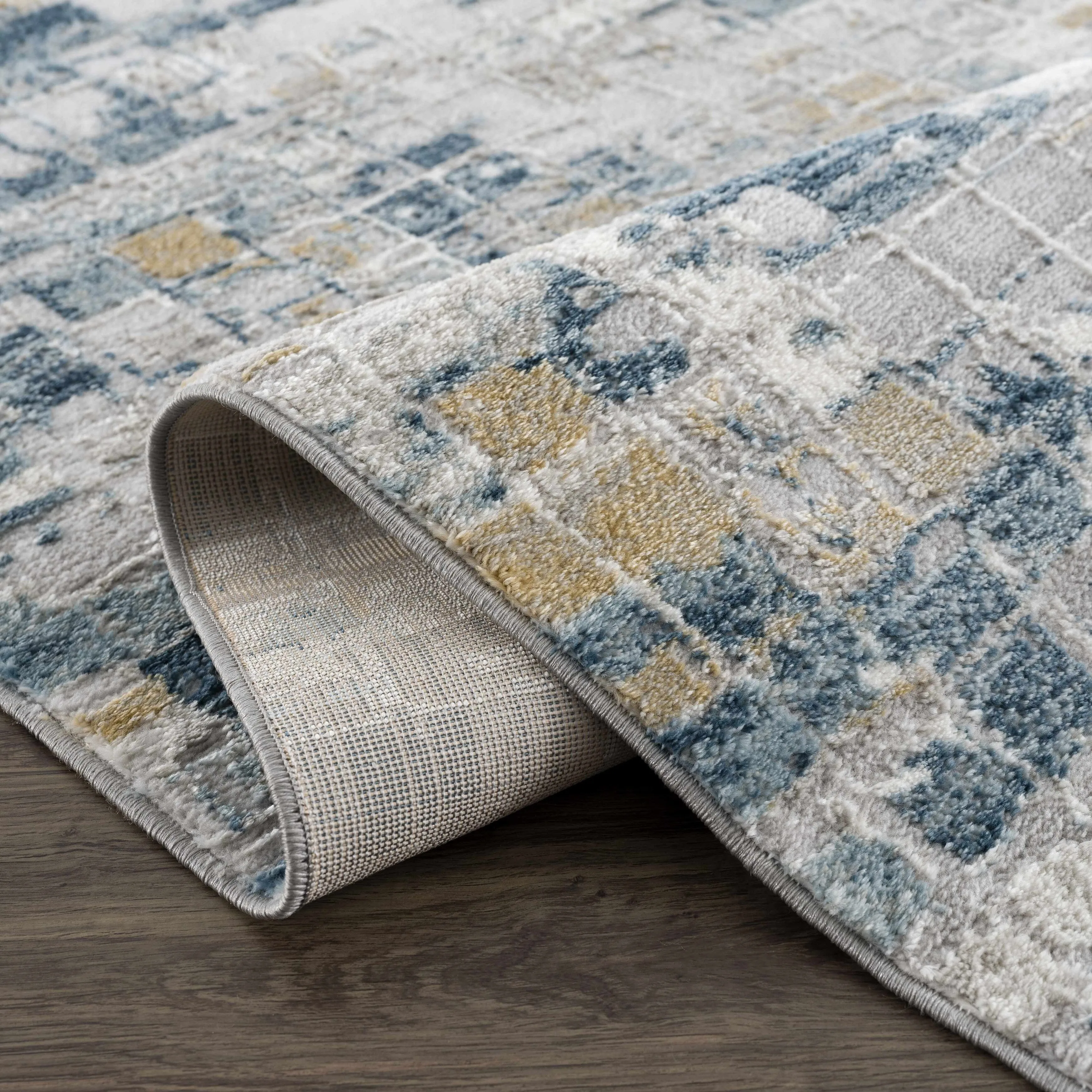 Hauteloom Liverpool Collection Modern Abstract Contemporary Square Tile Area Rug