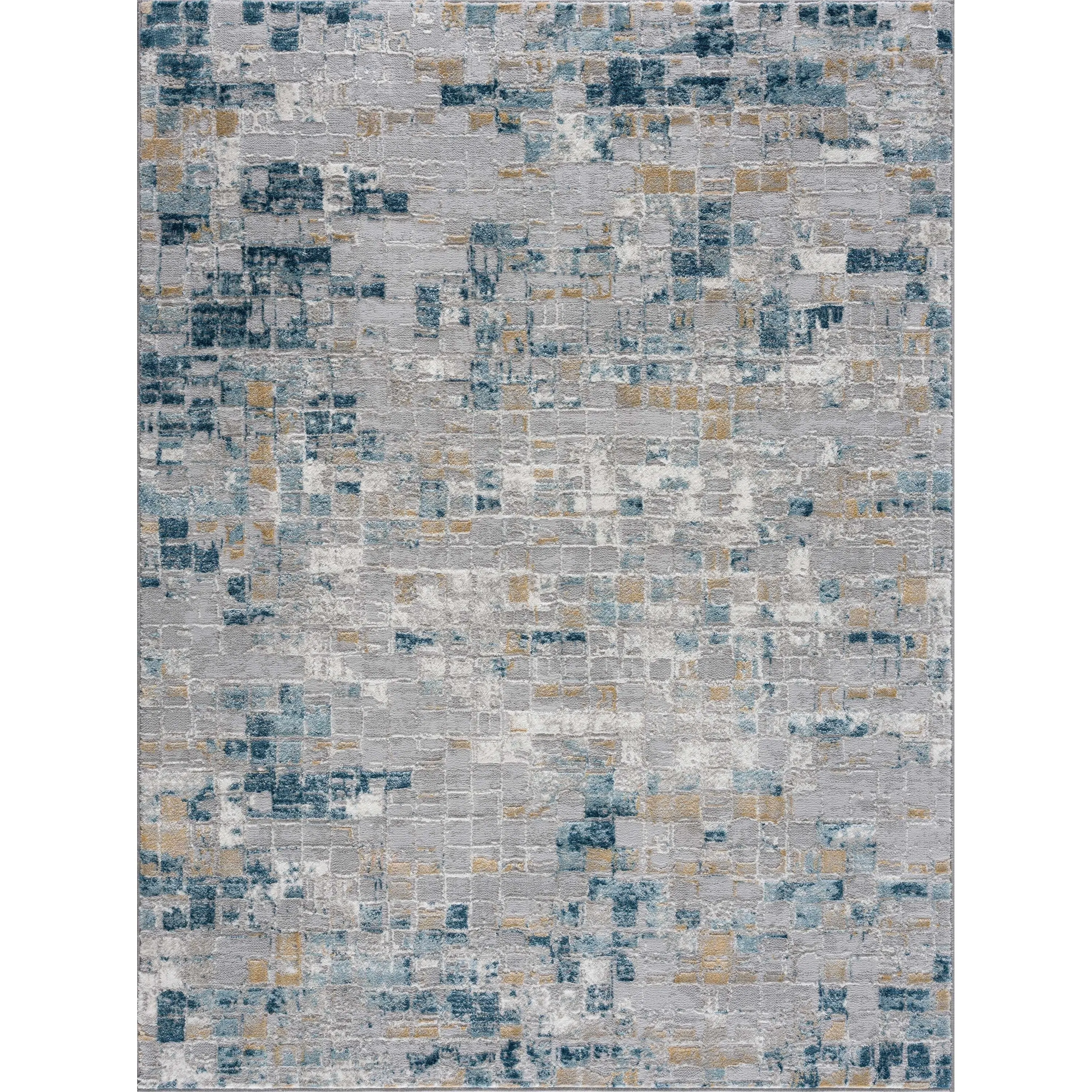 Hauteloom Liverpool Collection Modern Abstract Contemporary Square Tile Area Rug