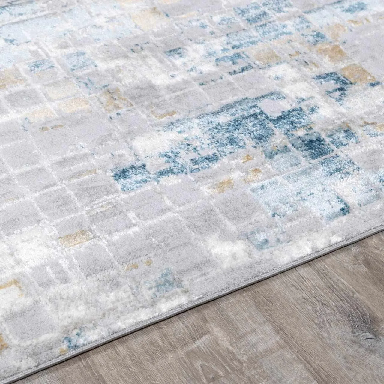 Hauteloom Liverpool Collection Modern Abstract Contemporary Square Tile Area Rug