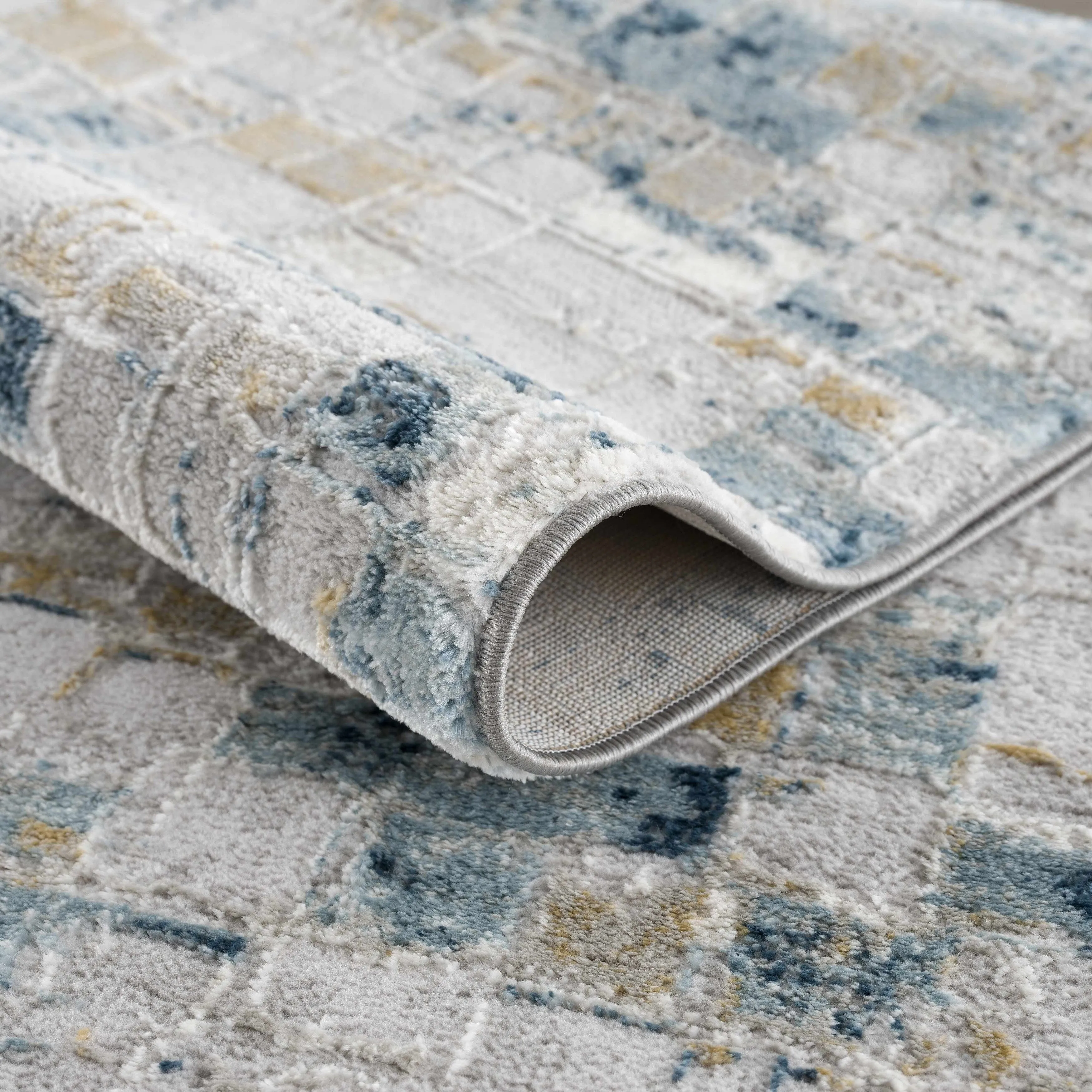 Hauteloom Liverpool Collection Modern Abstract Contemporary Square Tile Area Rug