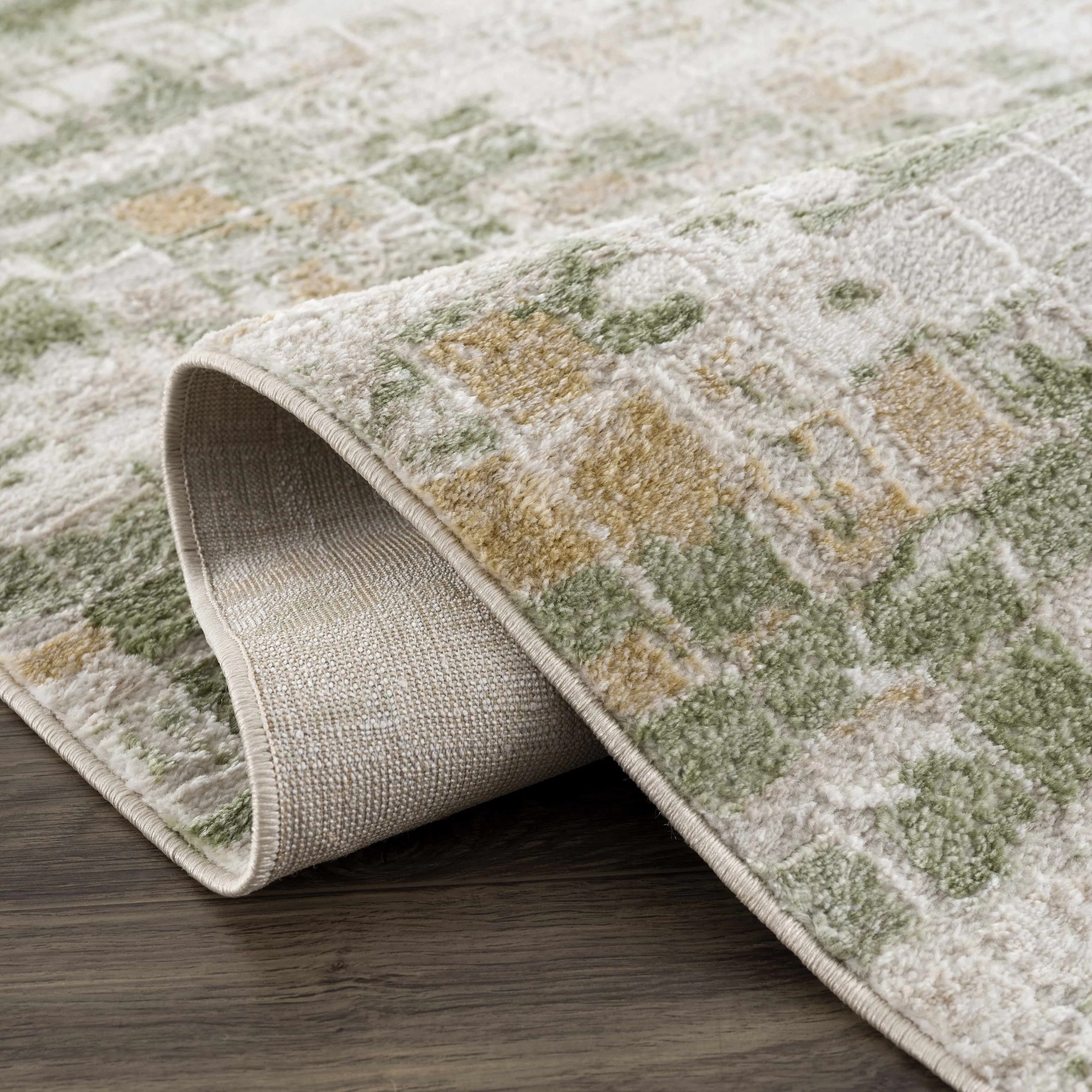 Hauteloom Liverpool Collection Modern Abstract Contemporary Square Tile Area Rug
