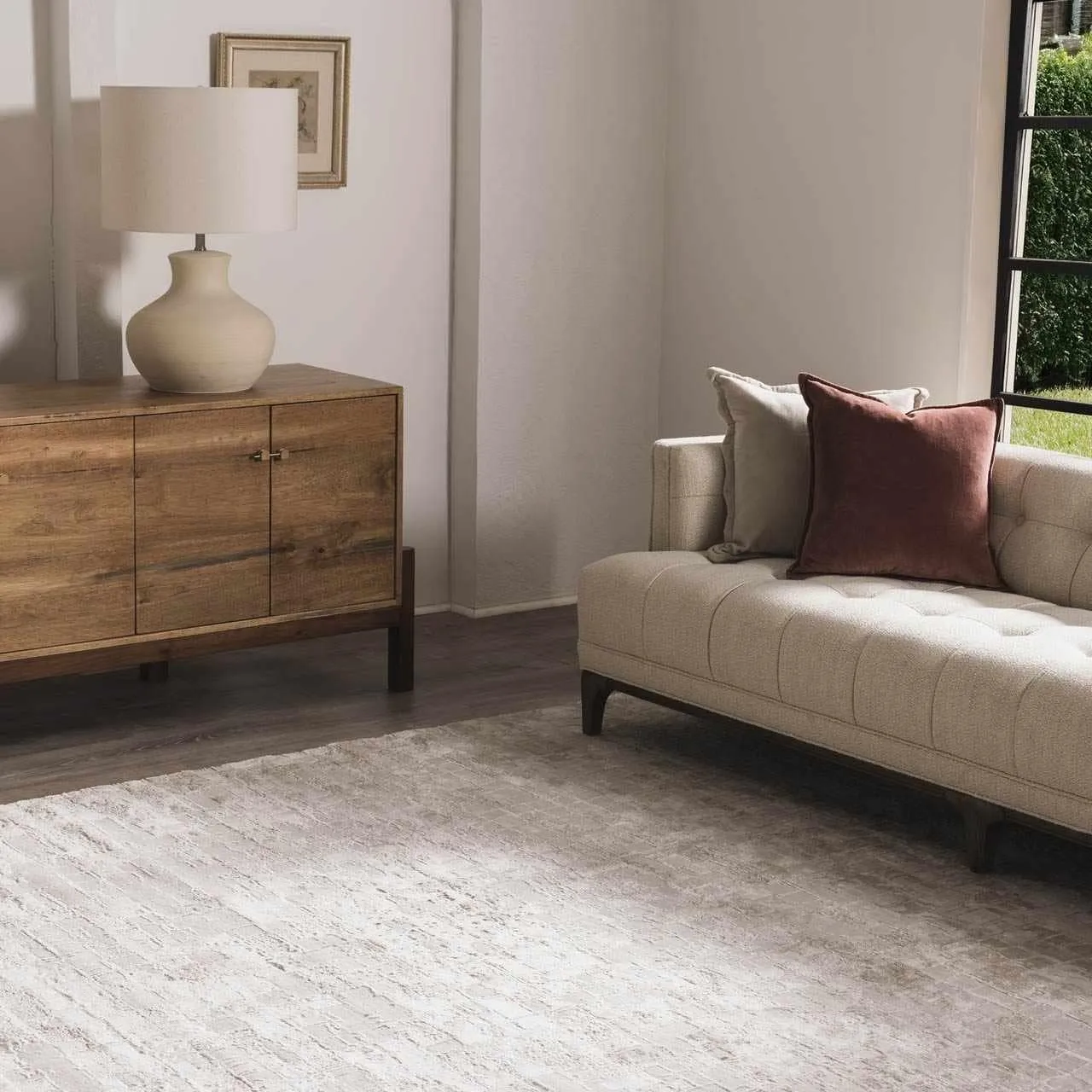Hauteloom Liverpool Collection Modern Abstract Contemporary Square Tile Area Rug