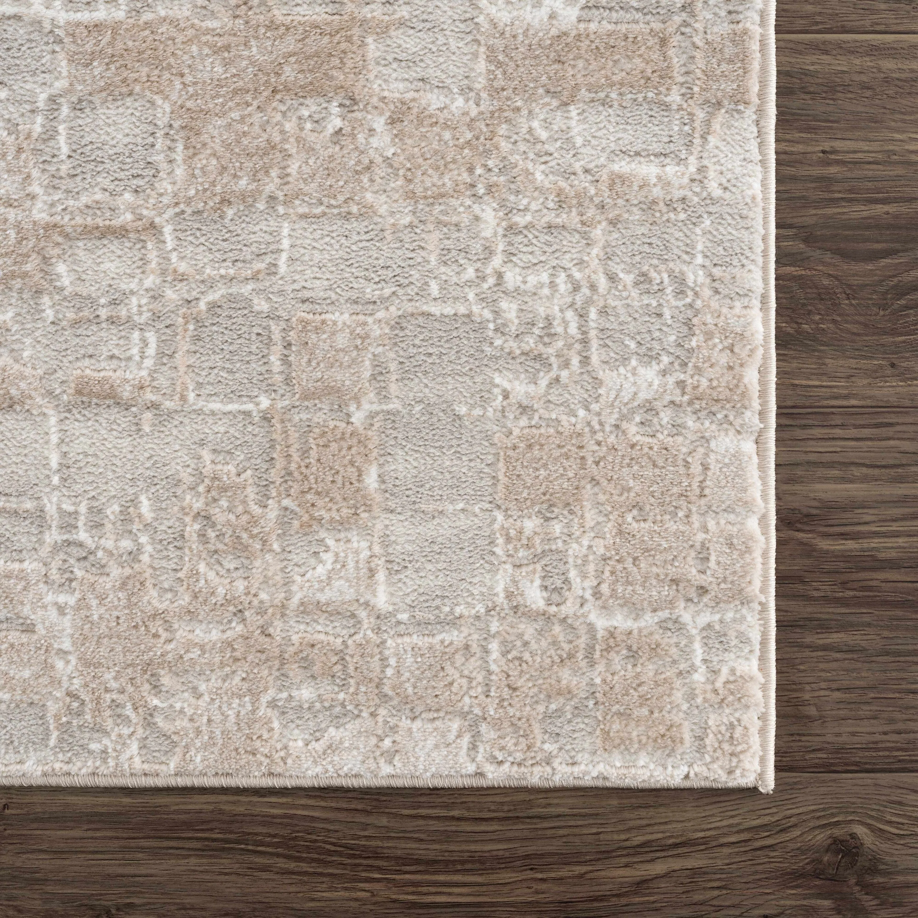 Hauteloom Liverpool Collection Modern Abstract Contemporary Square Tile Area Rug