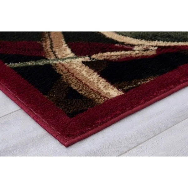 High Quality Woven Santa Claus on a Sled with Solid Border Area Rug - 4' 7 x 3' 3