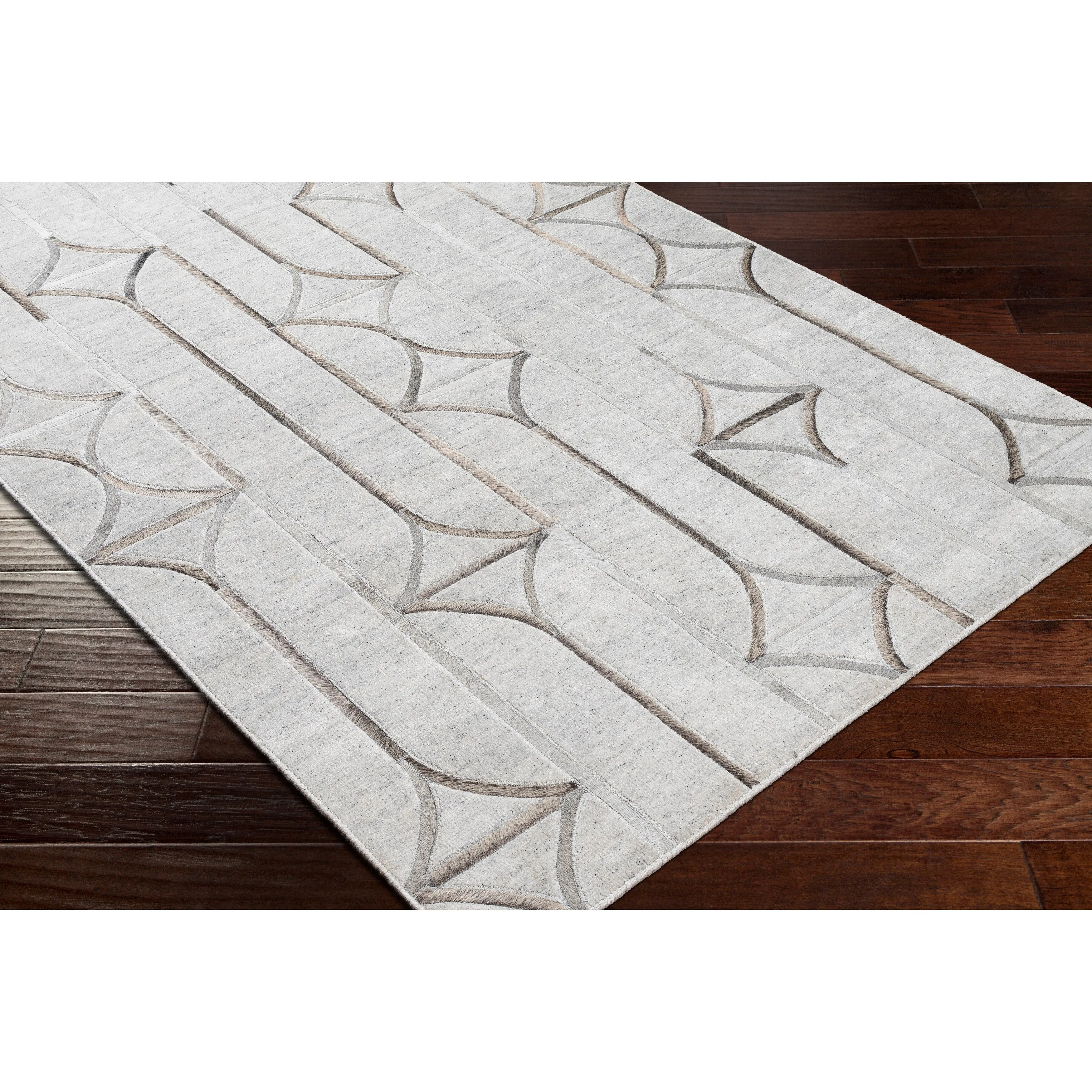 Hirah Modern Diamond Viscose & Hair-on-hide Area Rug