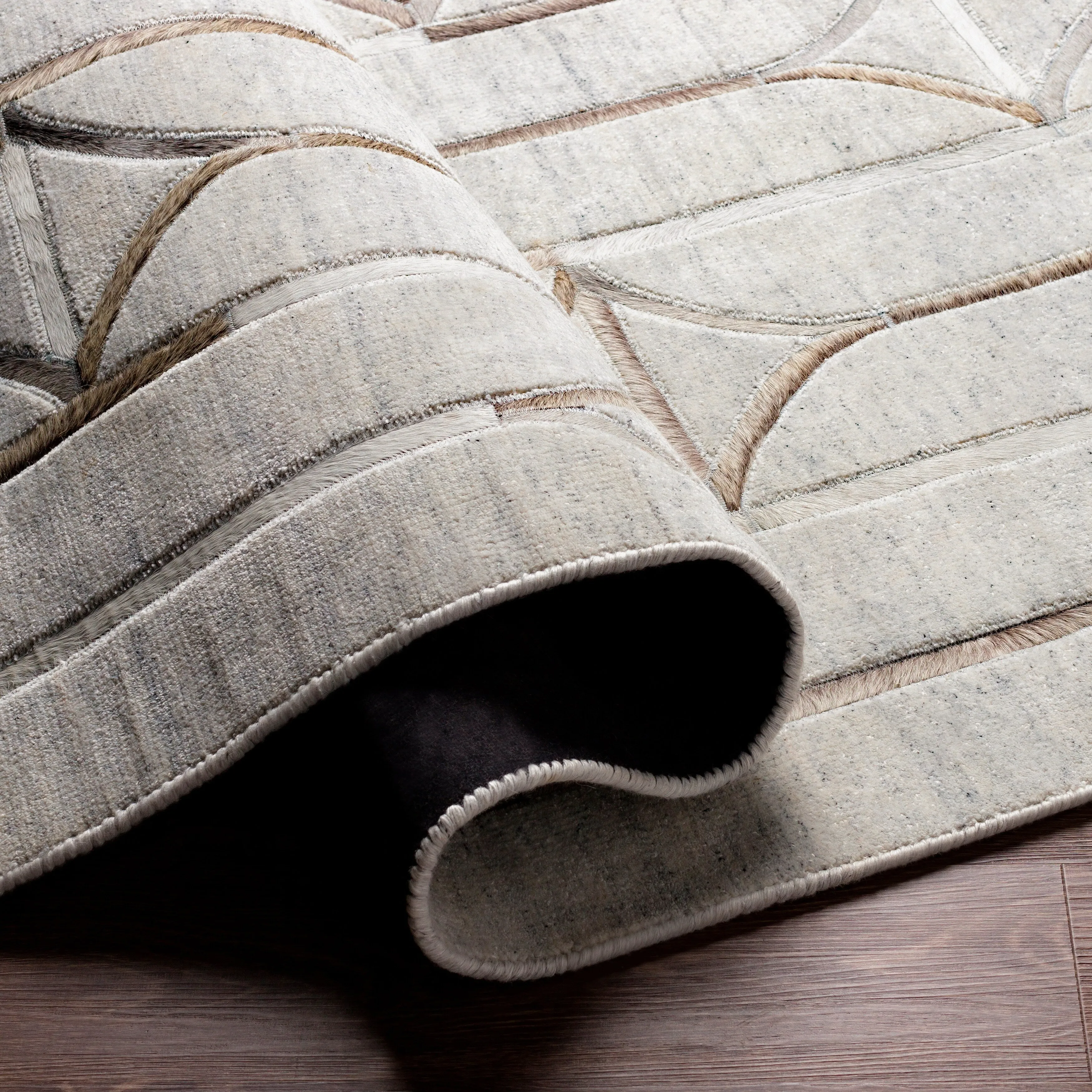 Hirah Modern Diamond Viscose & Hair-on-hide Area Rug