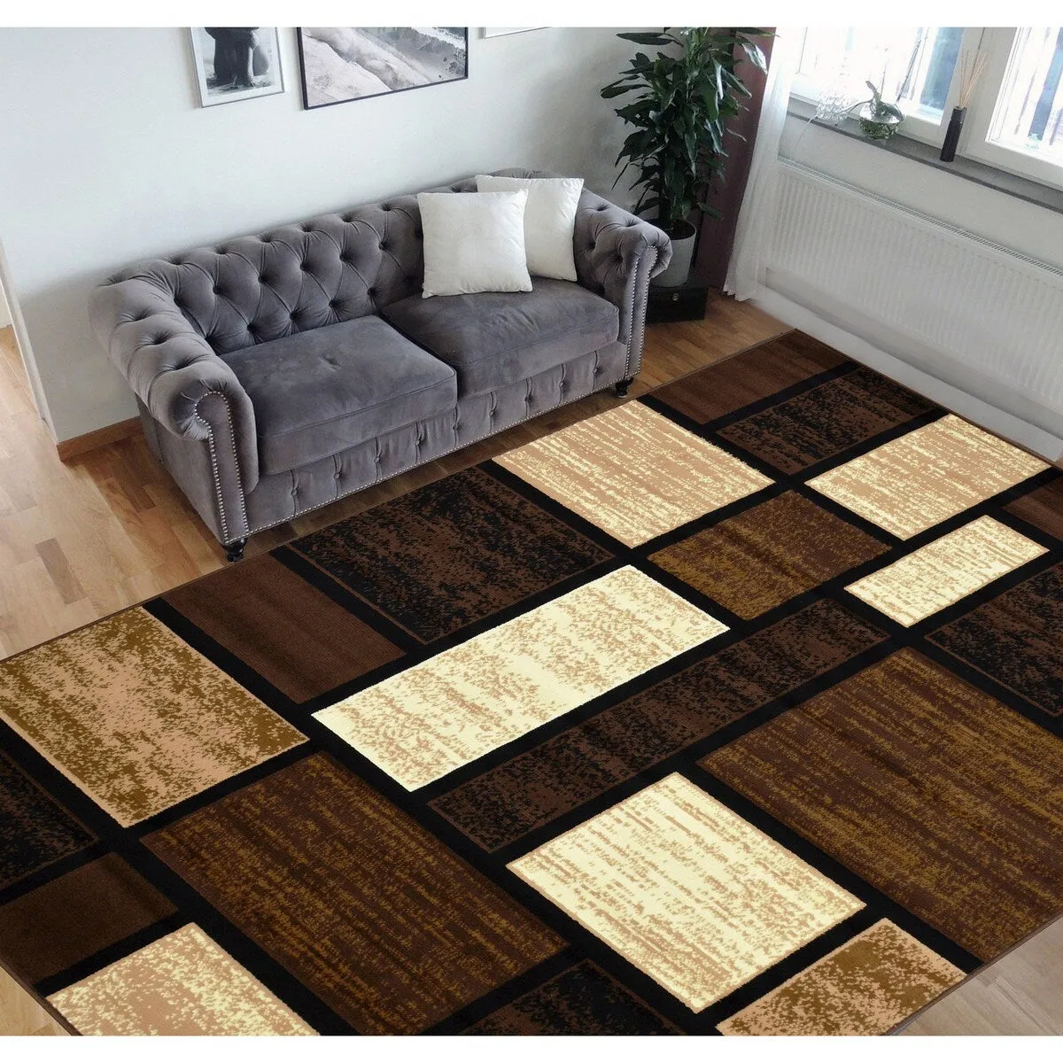 HR Square Pattern Area Rug Geometric Pattern Modern