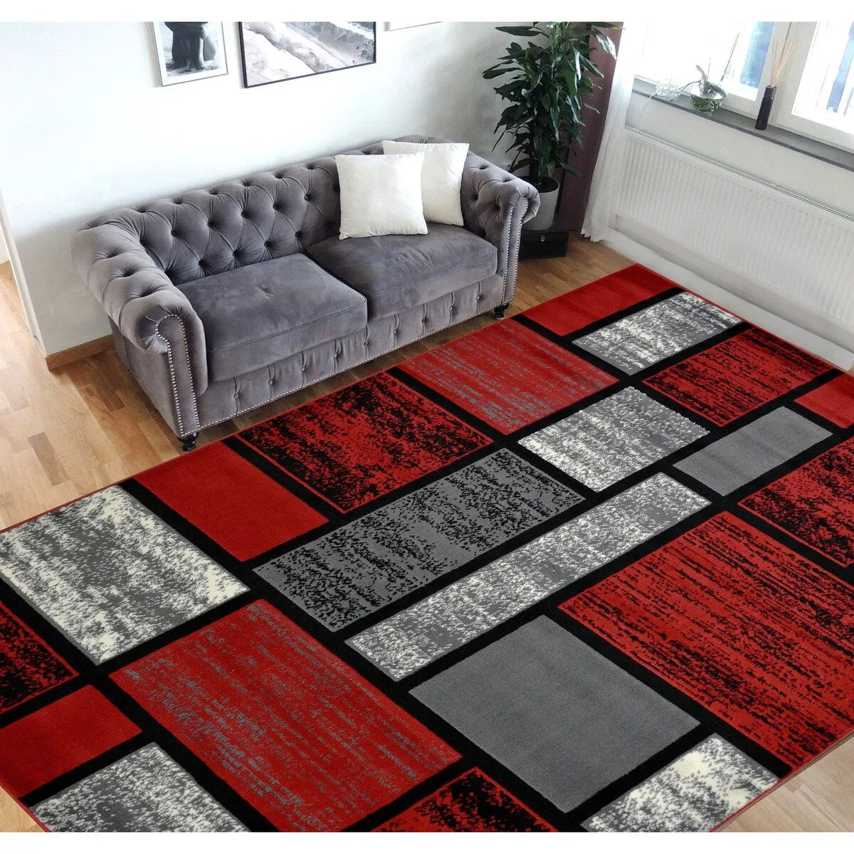 HR Square Pattern Area Rug Geometric Pattern Modern