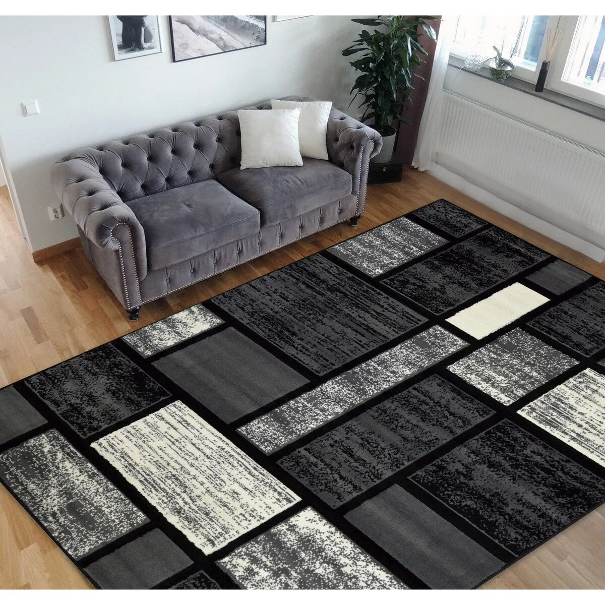 HR Square Pattern Area Rug Geometric Pattern Modern