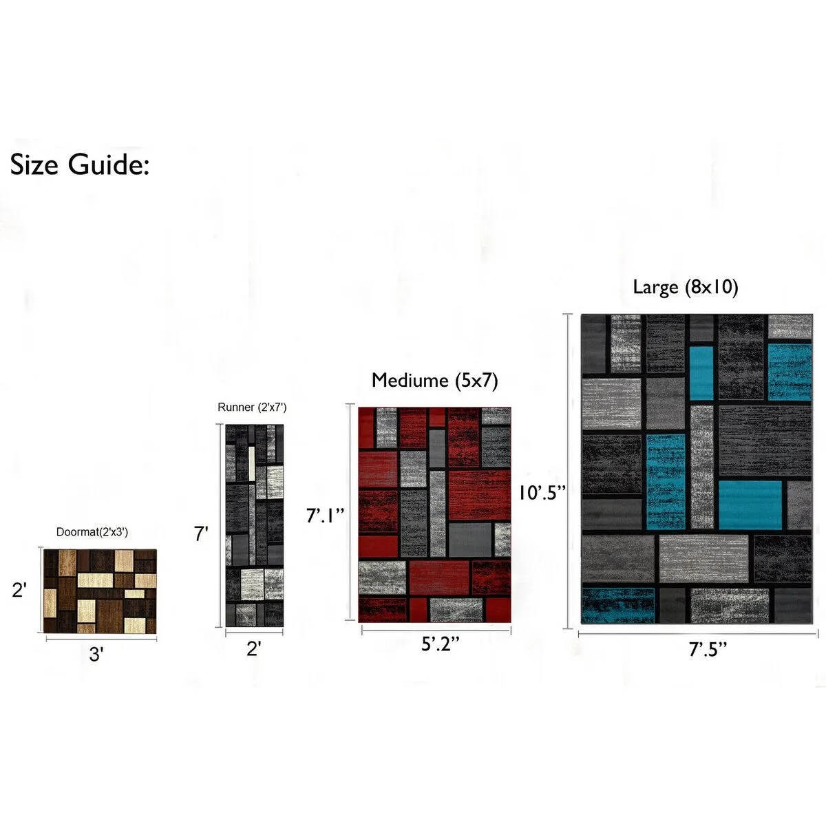 HR Square Pattern Area Rug Geometric Pattern Modern