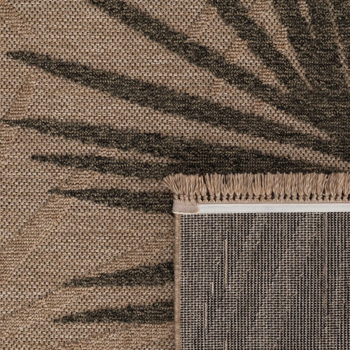 Indoor and Outdoor Rug in Natural Look with Modern Leaves Motif