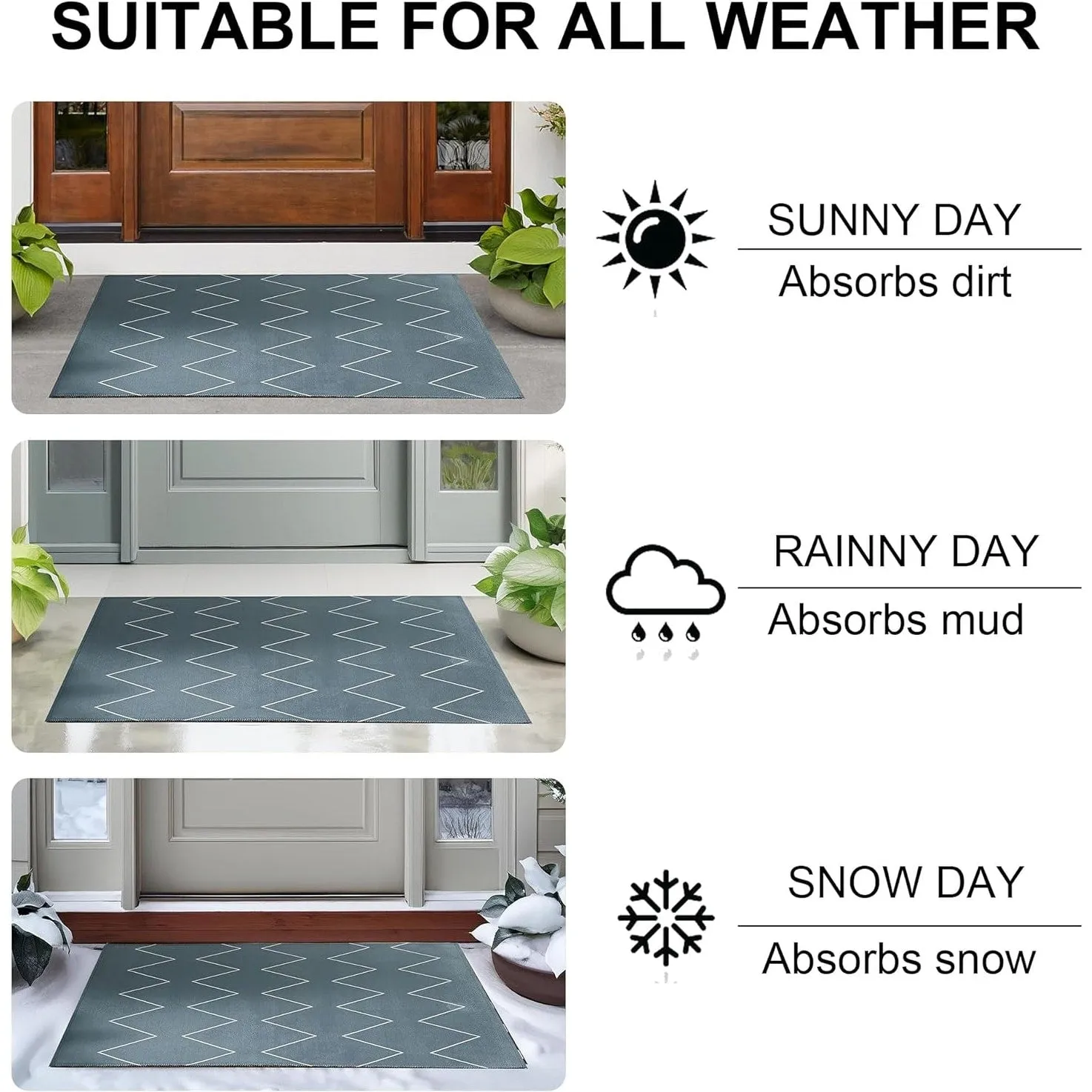 Indoor Door Mat. Front Back Outdoor Mat Rubber Backing. Low-Profile Entrance Rugs. Absorbent Resist Dirt Doormats Inside Doormat