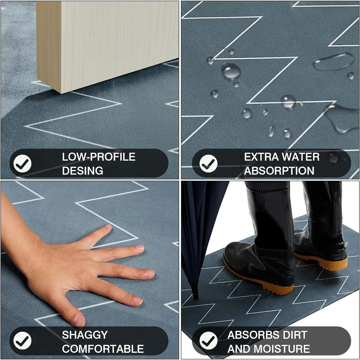 Indoor Door Mat. Front Back Outdoor Mat Rubber Backing. Low-Profile Entrance Rugs. Absorbent Resist Dirt Doormats Inside Doormat
