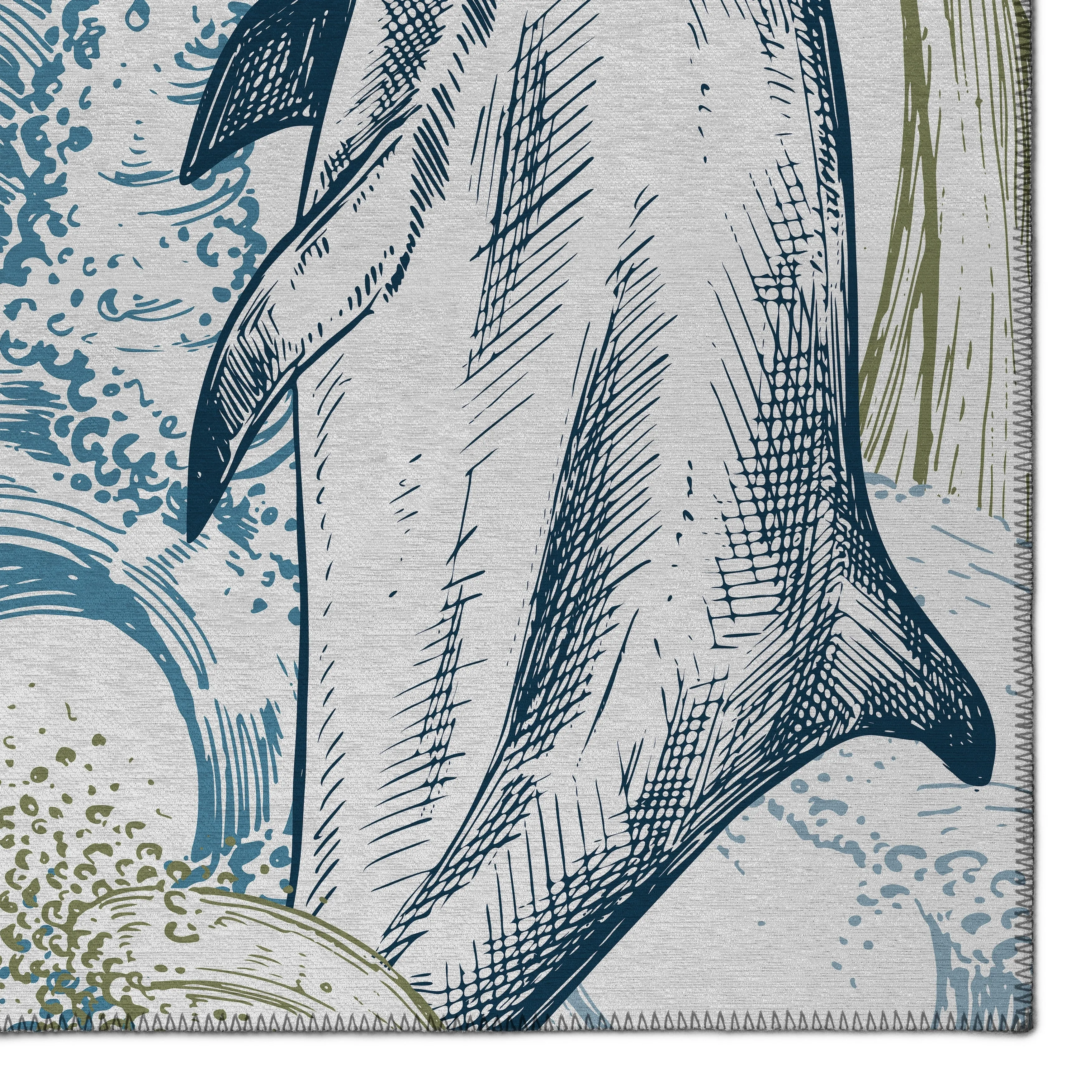 Indoor/Outdoor Harpswell Sea Life Washable Rug