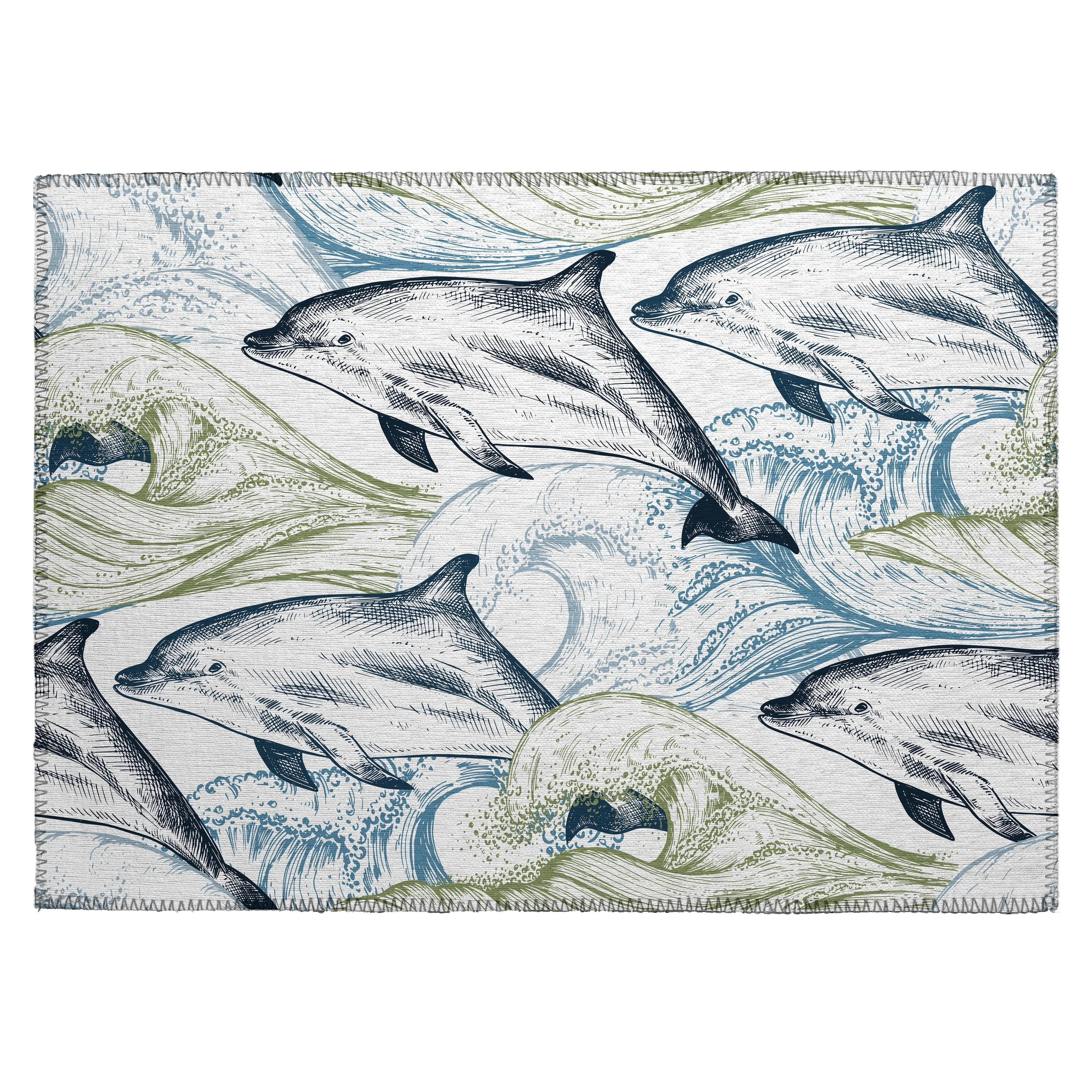 Indoor/Outdoor Harpswell Sea Life Washable Rug