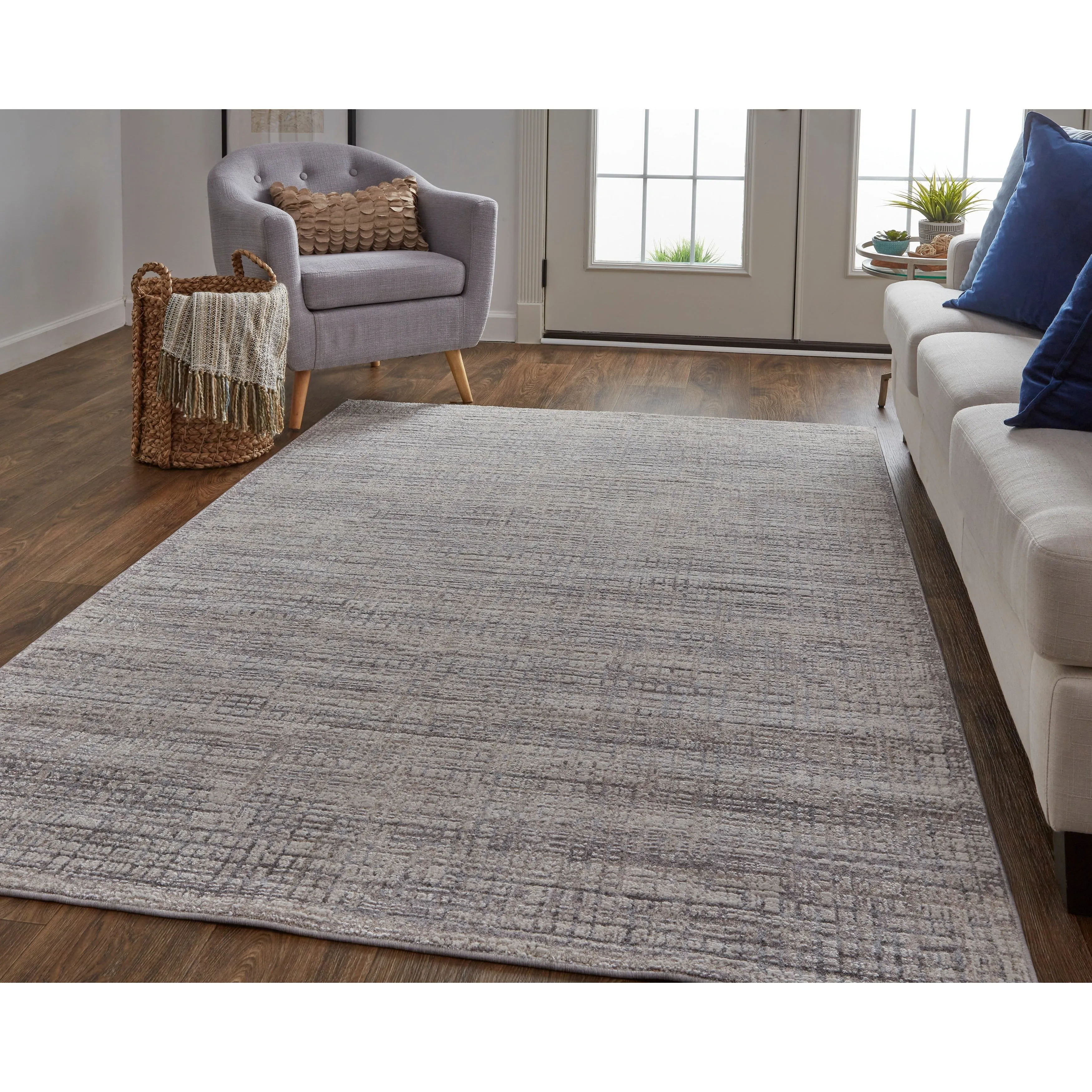 Inger Modern Crosshatch Gray/Beige Area Rug