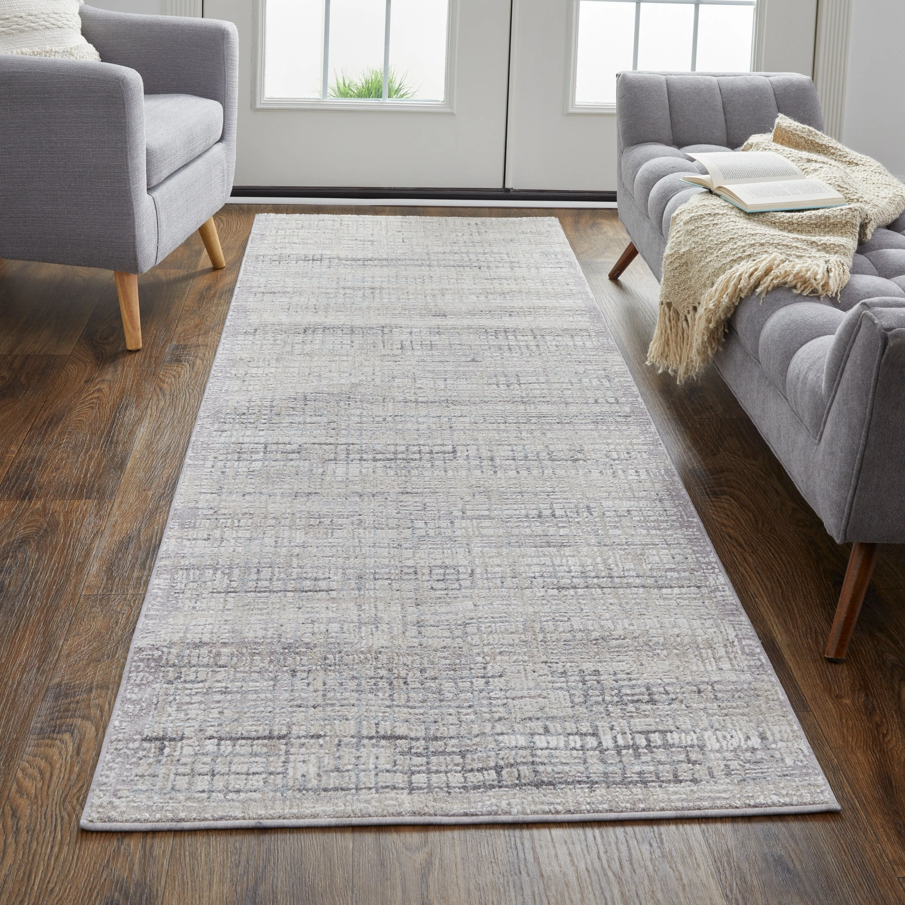 Inger Modern Crosshatch Gray/Beige Area Rug