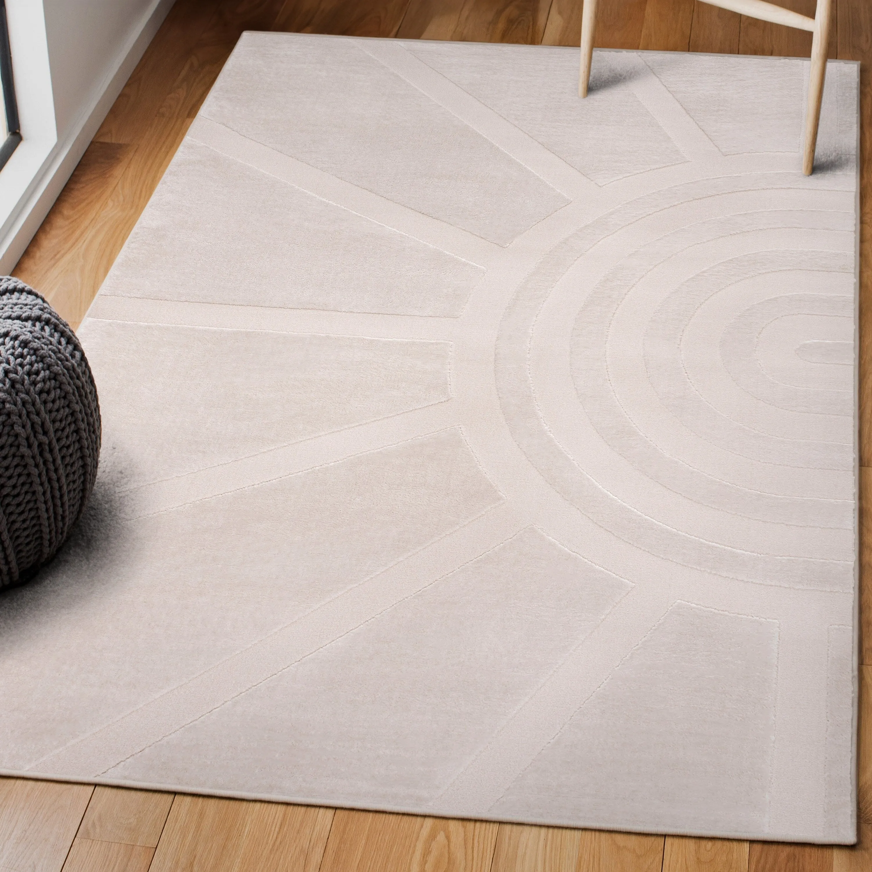 JONATHAN Y Alcina MidCentury Scandinavian Abstract Sun Two-Tone High-Low Area Rug
