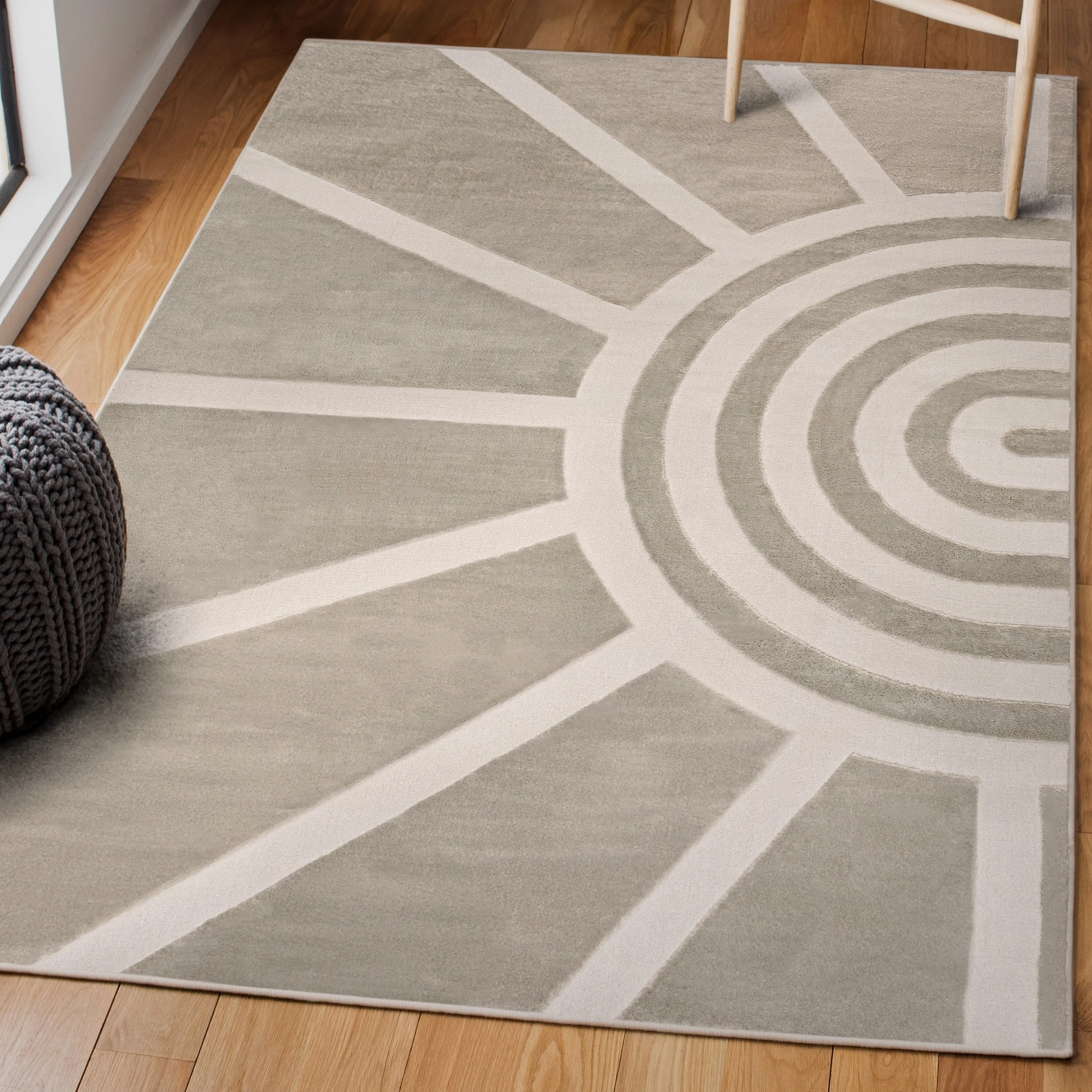 JONATHAN Y Alcina MidCentury Scandinavian Abstract Sun Two-Tone High-Low Area Rug