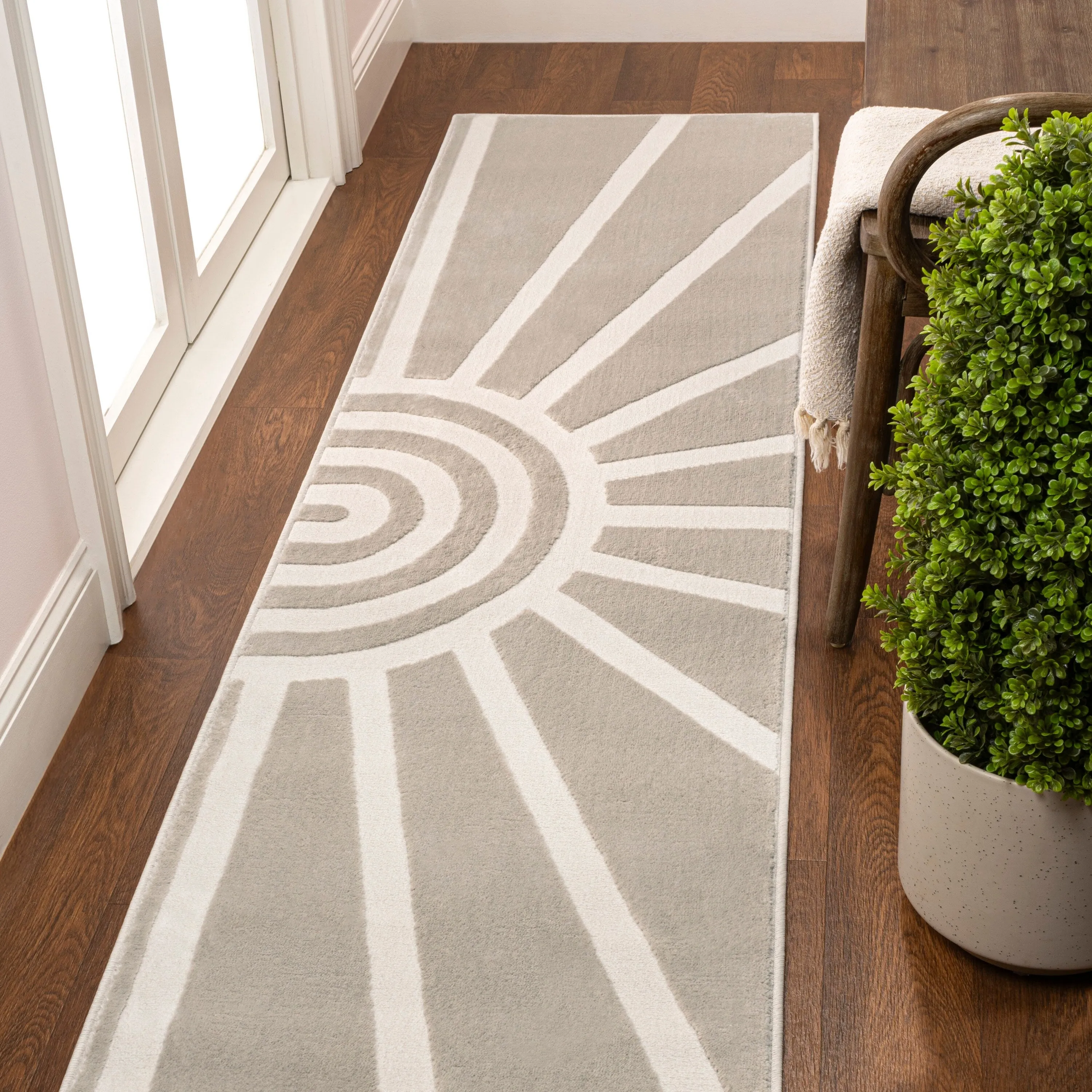 JONATHAN Y Alcina MidCentury Scandinavian Abstract Sun Two-Tone High-Low Area Rug