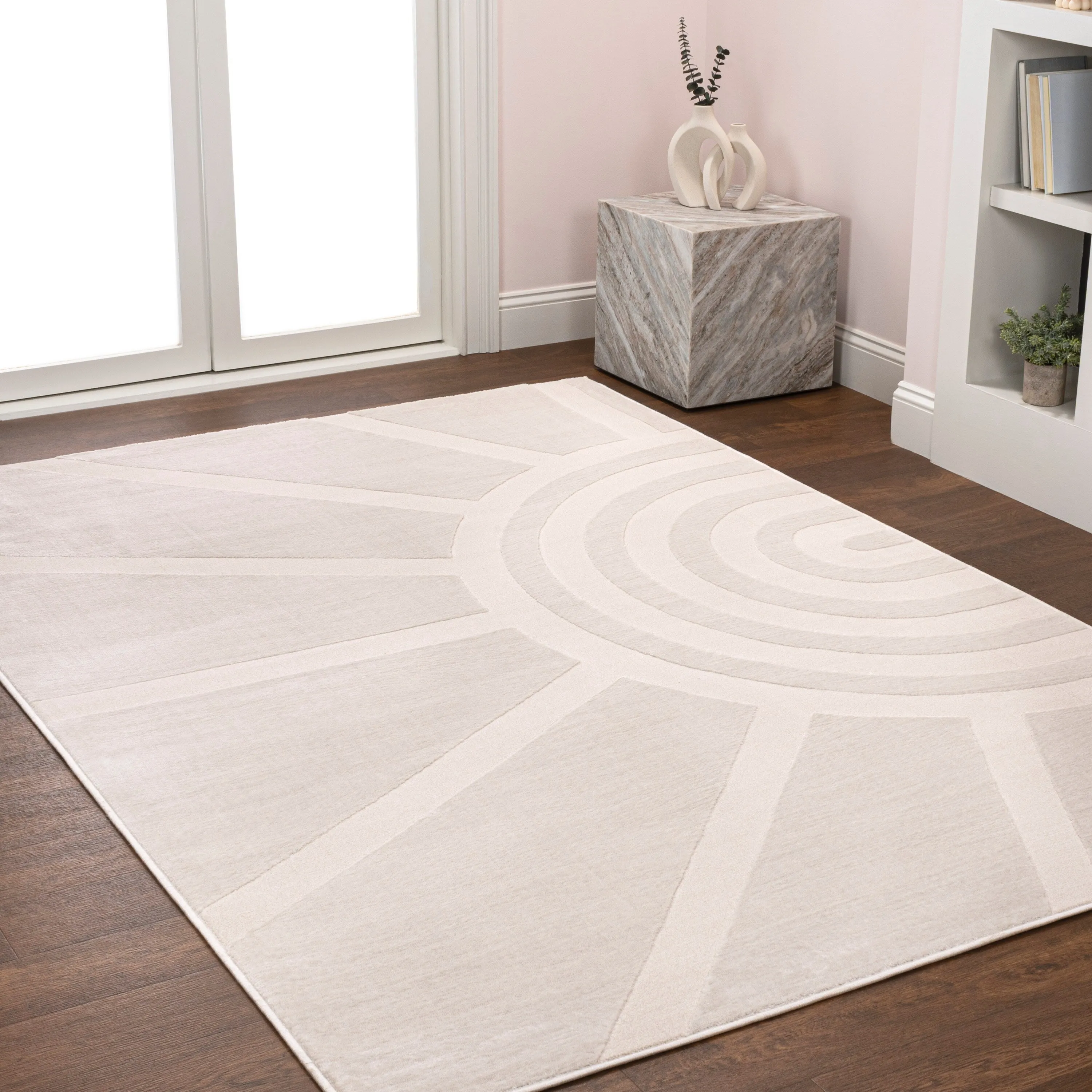 JONATHAN Y Alcina MidCentury Scandinavian Abstract Sun Two-Tone High-Low Area Rug