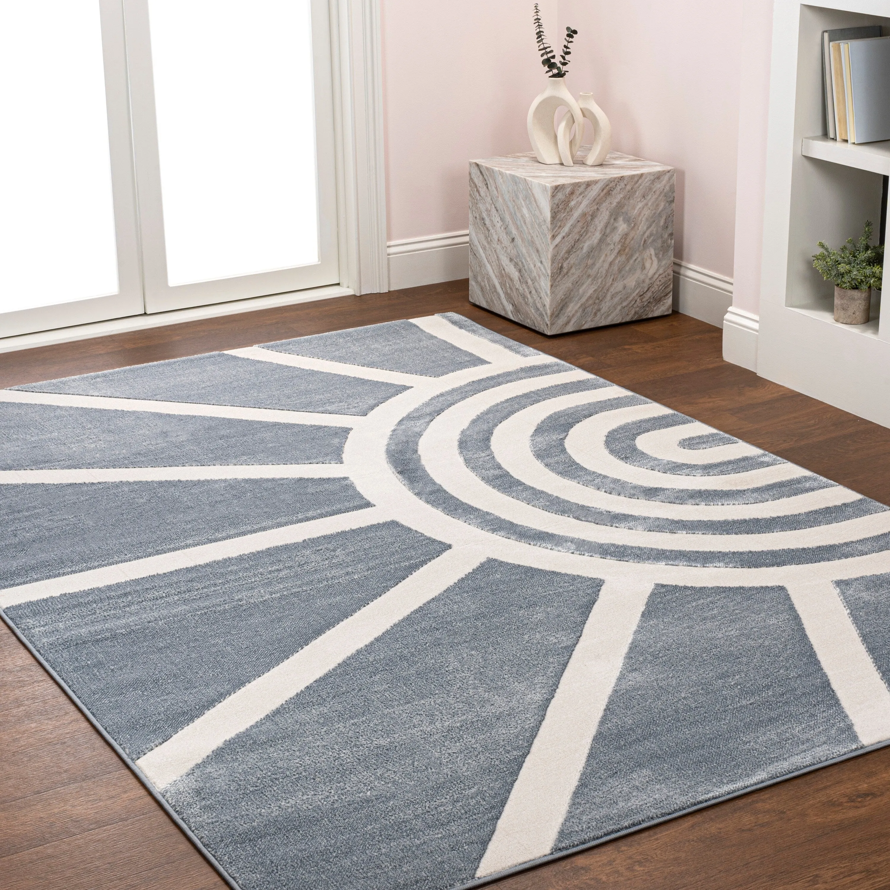 JONATHAN Y Alcina MidCentury Scandinavian Abstract Sun Two-Tone High-Low Area Rug