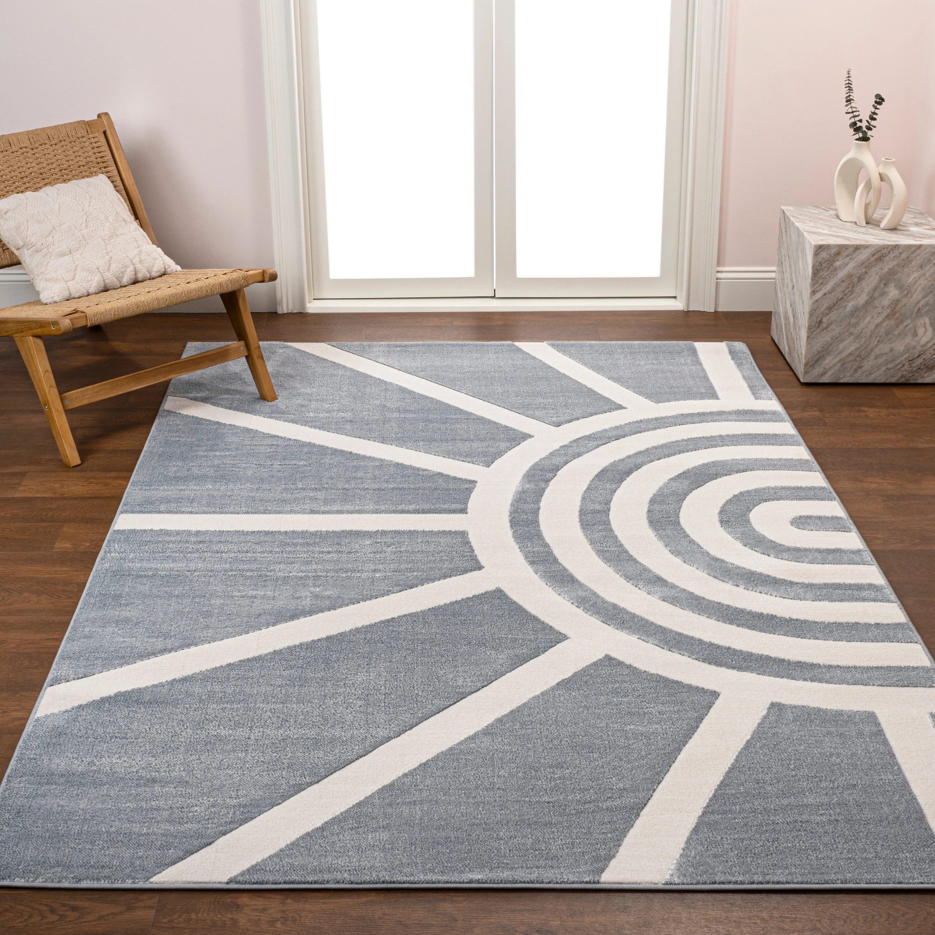 JONATHAN Y Alcina MidCentury Scandinavian Abstract Sun Two-Tone High-Low Area Rug