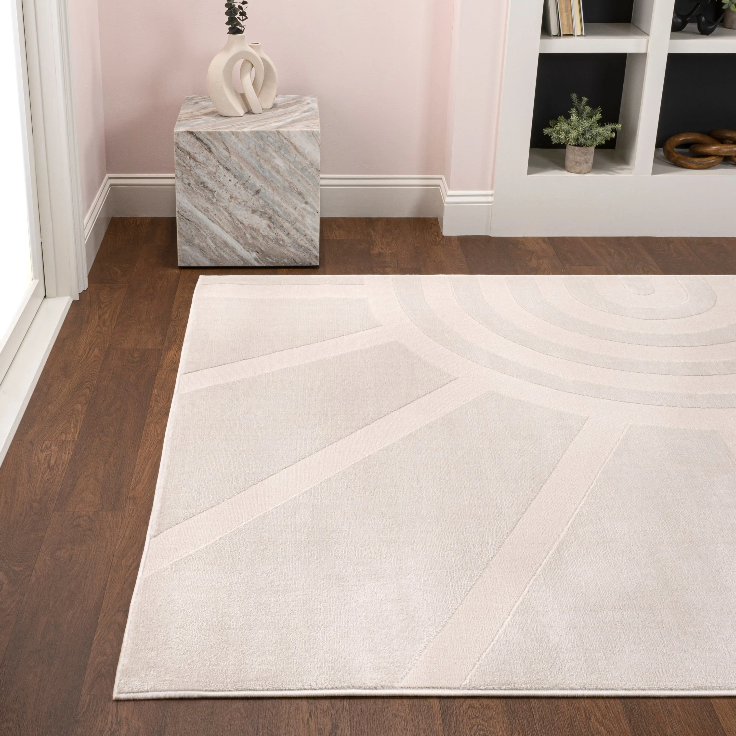 JONATHAN Y Alcina MidCentury Scandinavian Abstract Sun Two-Tone High-Low Area Rug
