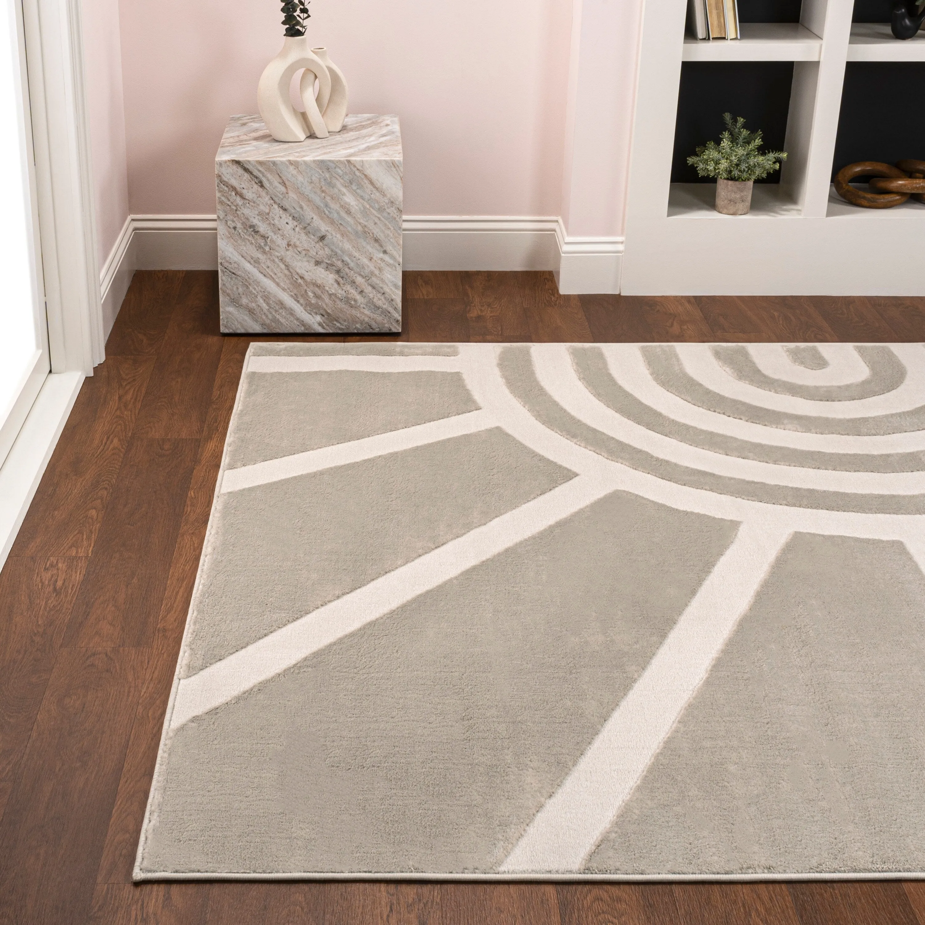 JONATHAN Y Alcina MidCentury Scandinavian Abstract Sun Two-Tone High-Low Area Rug