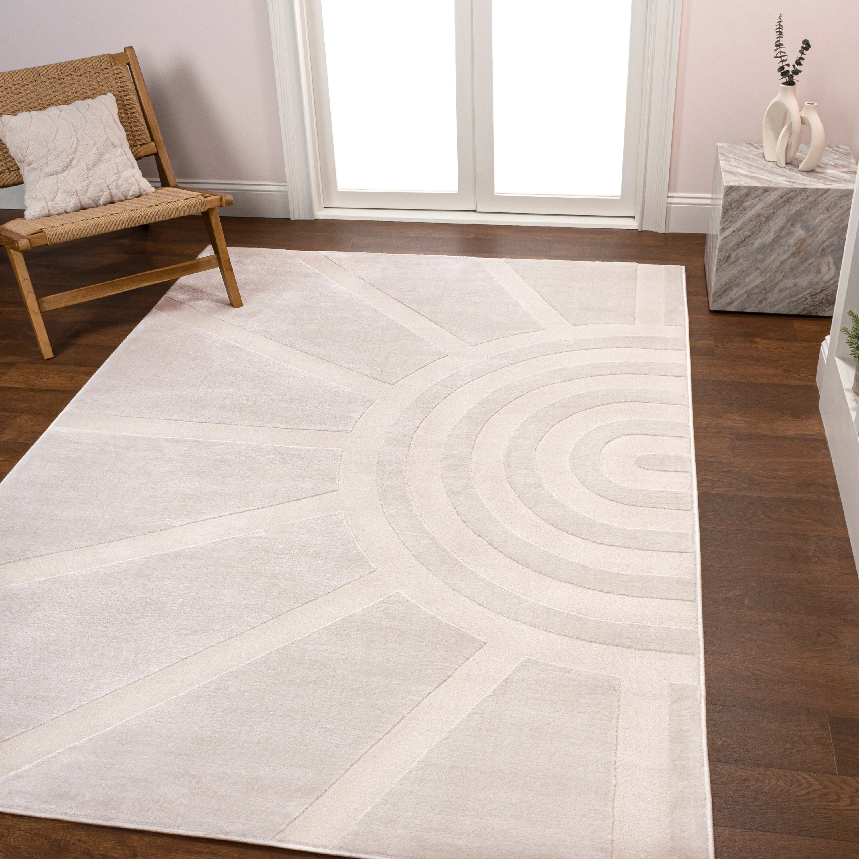 JONATHAN Y Alcina MidCentury Scandinavian Abstract Sun Two-Tone High-Low Area Rug