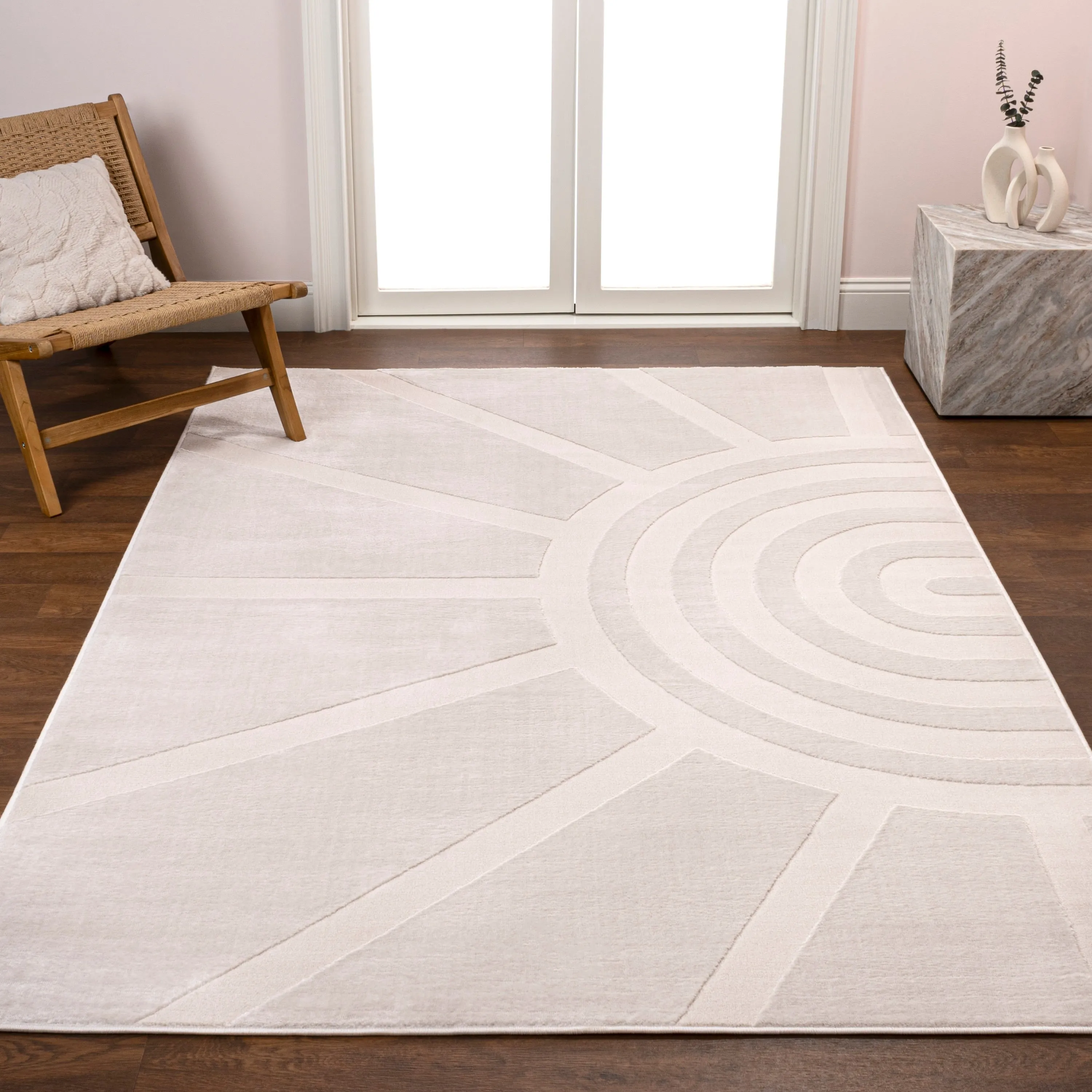 JONATHAN Y Alcina MidCentury Scandinavian Abstract Sun Two-Tone High-Low Area Rug