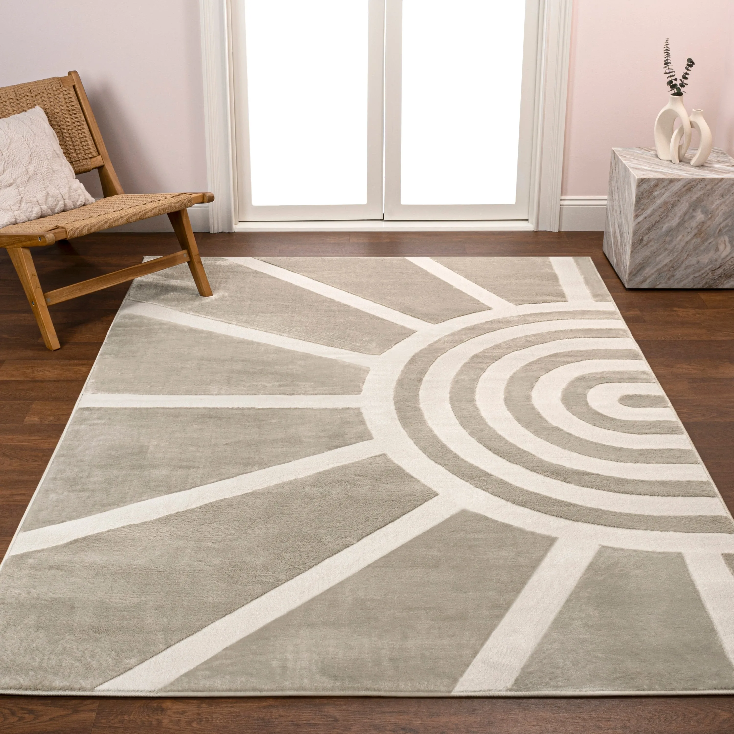 JONATHAN Y Alcina MidCentury Scandinavian Abstract Sun Two-Tone High-Low Area Rug