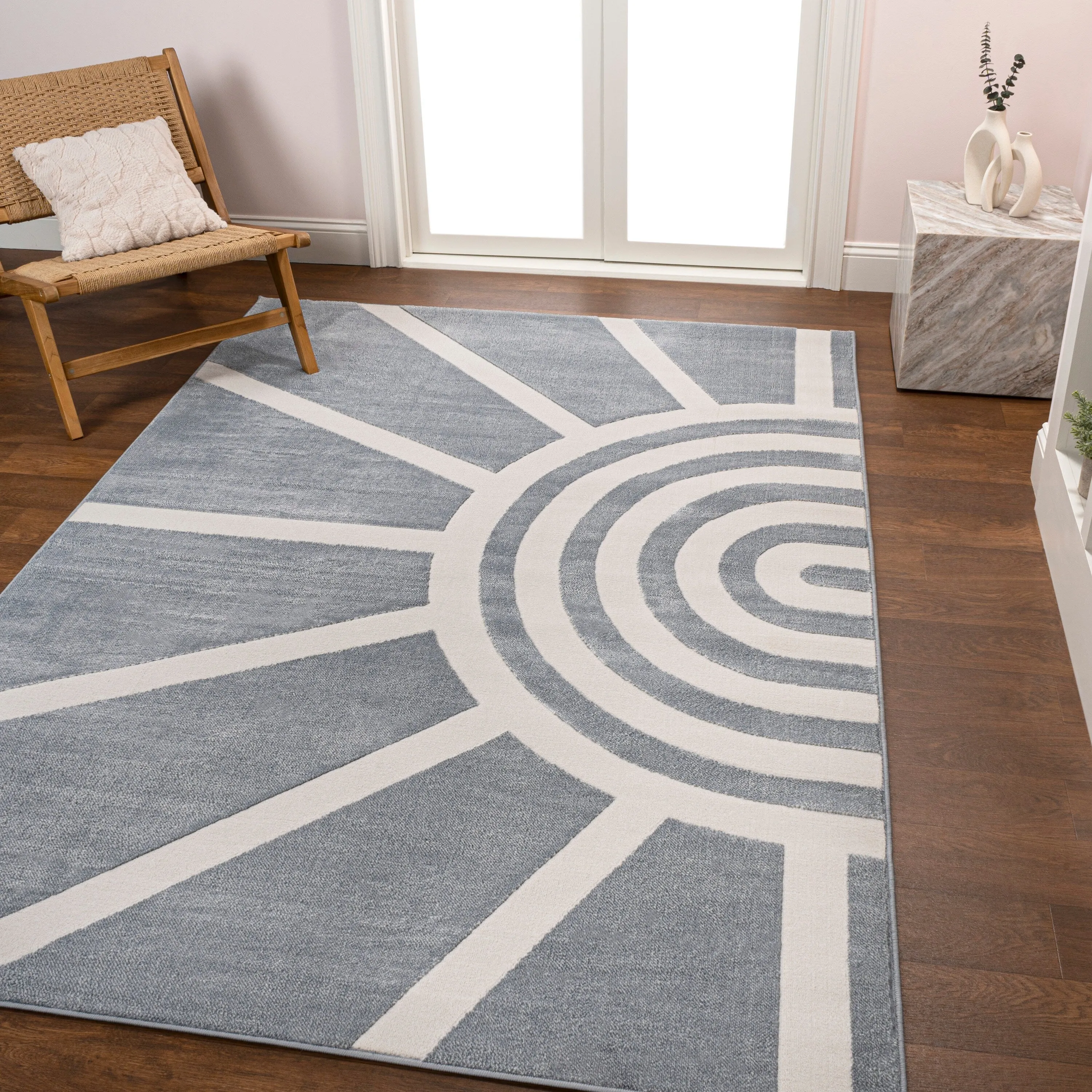 JONATHAN Y Alcina MidCentury Scandinavian Abstract Sun Two-Tone High-Low Area Rug