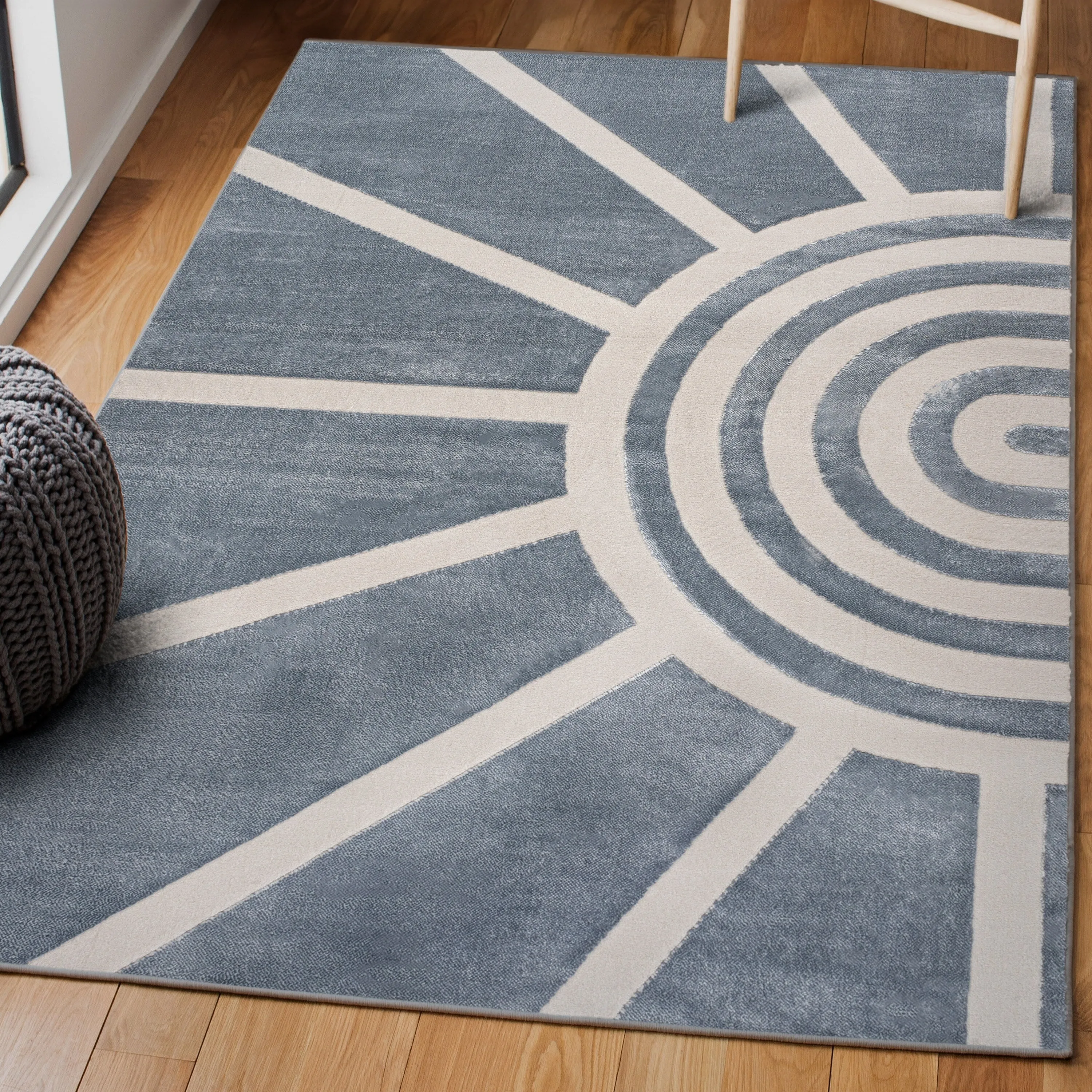 JONATHAN Y Alcina MidCentury Scandinavian Abstract Sun Two-Tone High-Low Area Rug