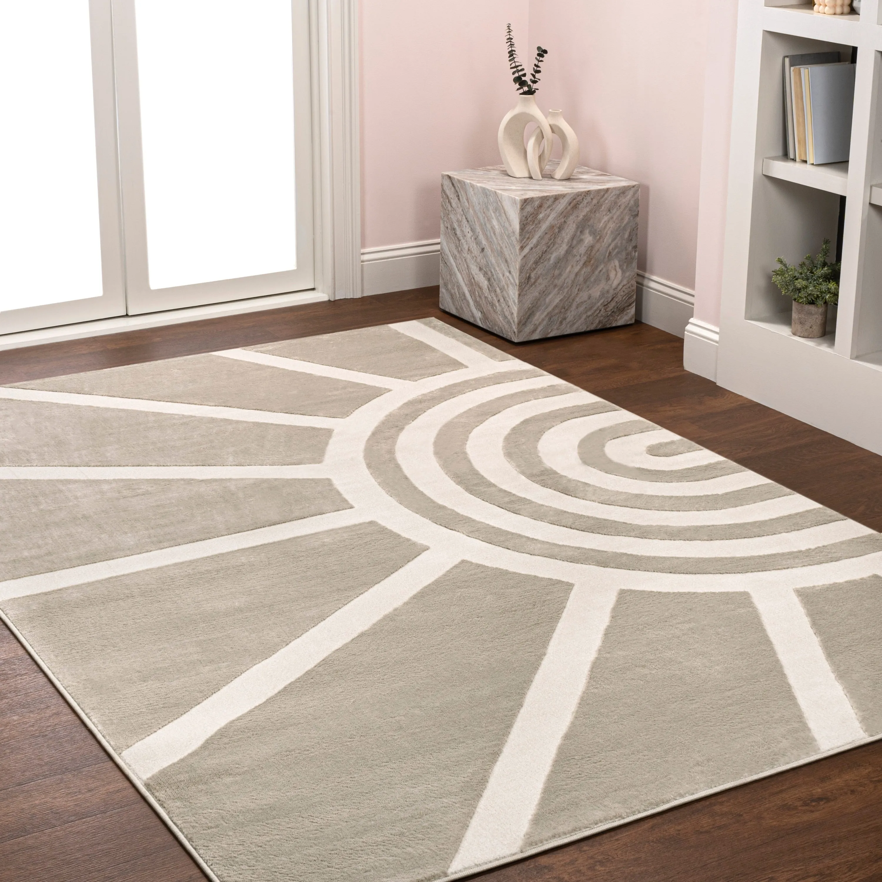 JONATHAN Y Alcina MidCentury Scandinavian Abstract Sun Two-Tone High-Low Area Rug