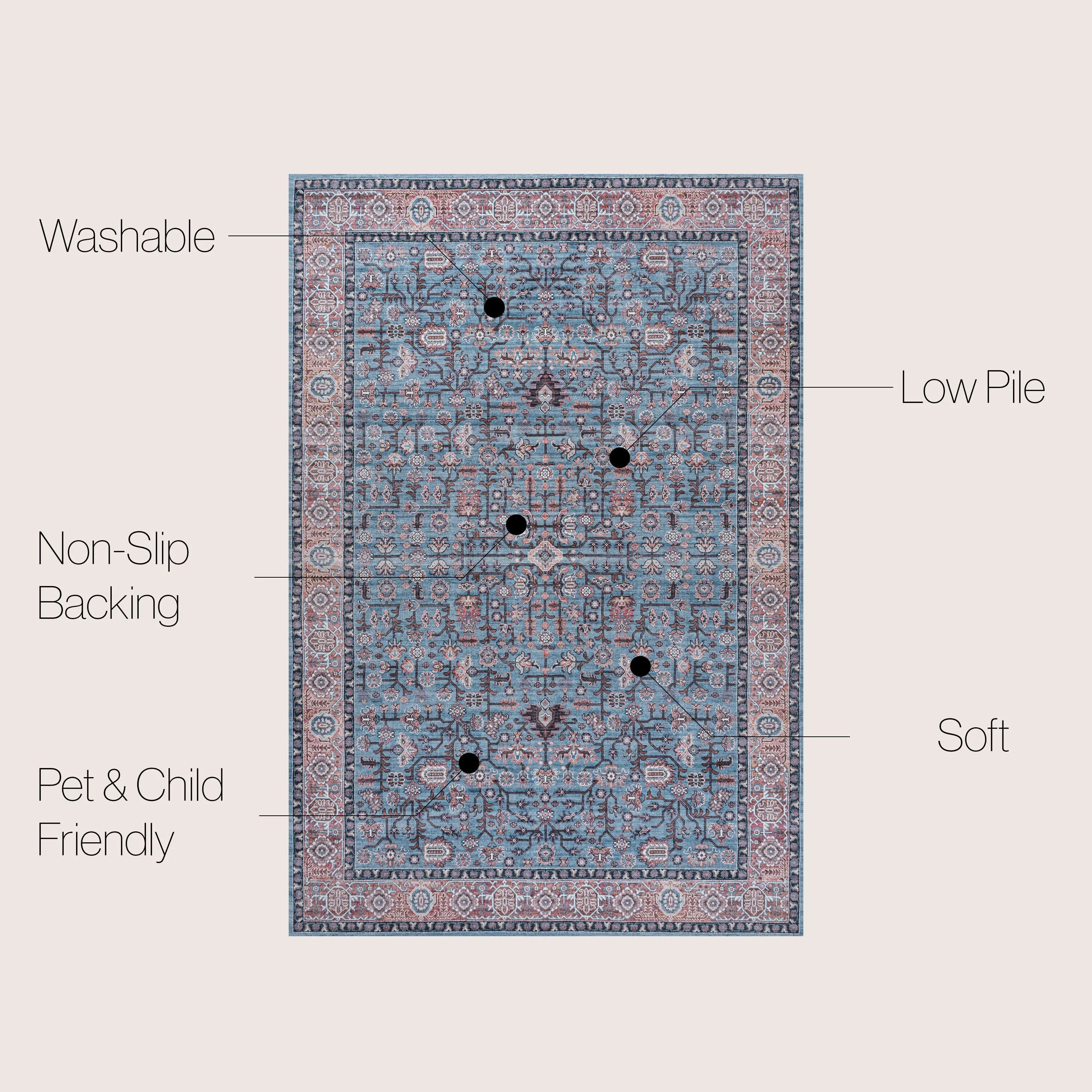 JONATHAN Y Cirali All-Over Persian Machine Washable Area Rug