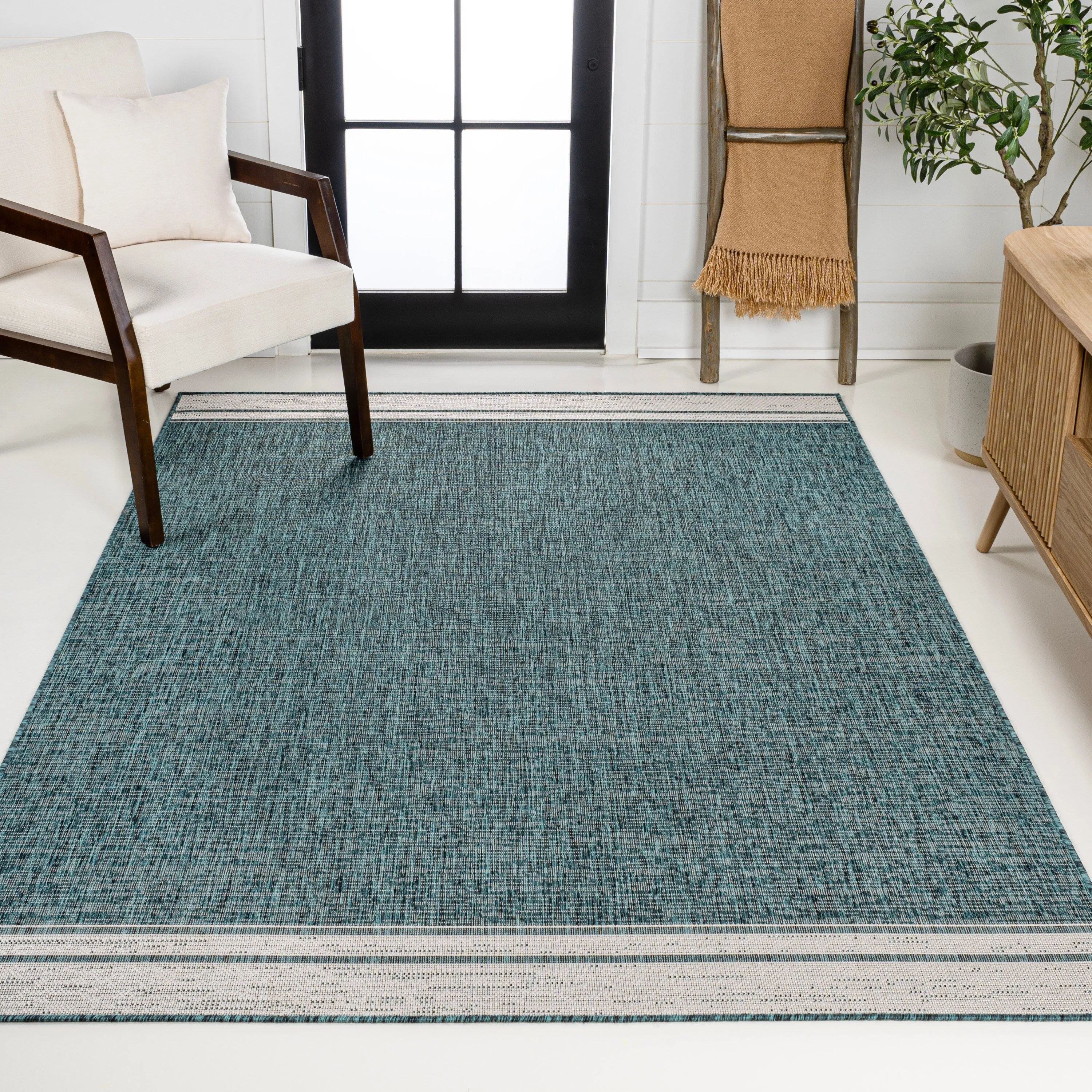 JONATHAN Y Darcy Modern Minimalist Mingled Solid Black/Cream Indoor/Outdoor Area Rug
