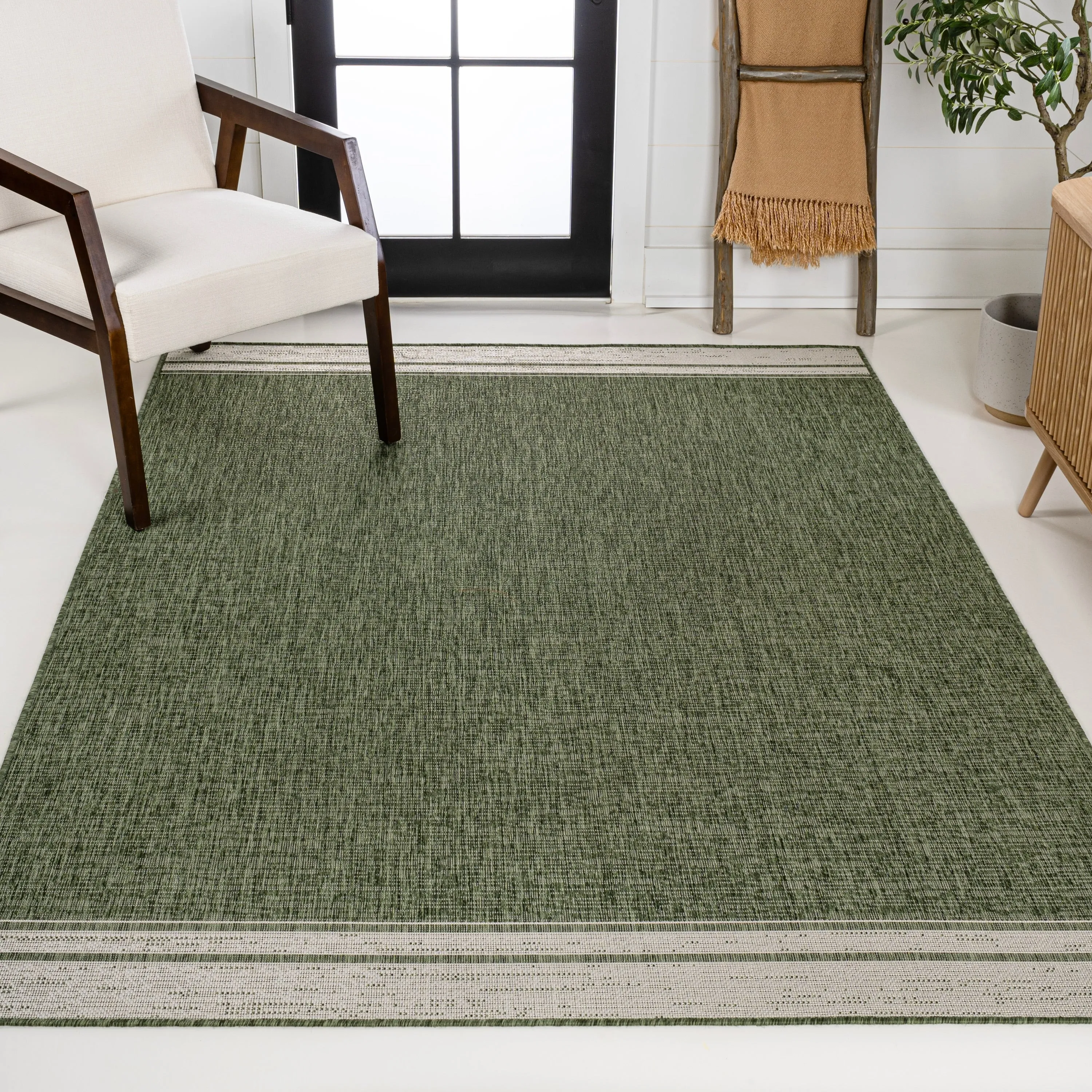 JONATHAN Y Darcy Modern Minimalist Mingled Solid Black/Cream Indoor/Outdoor Area Rug