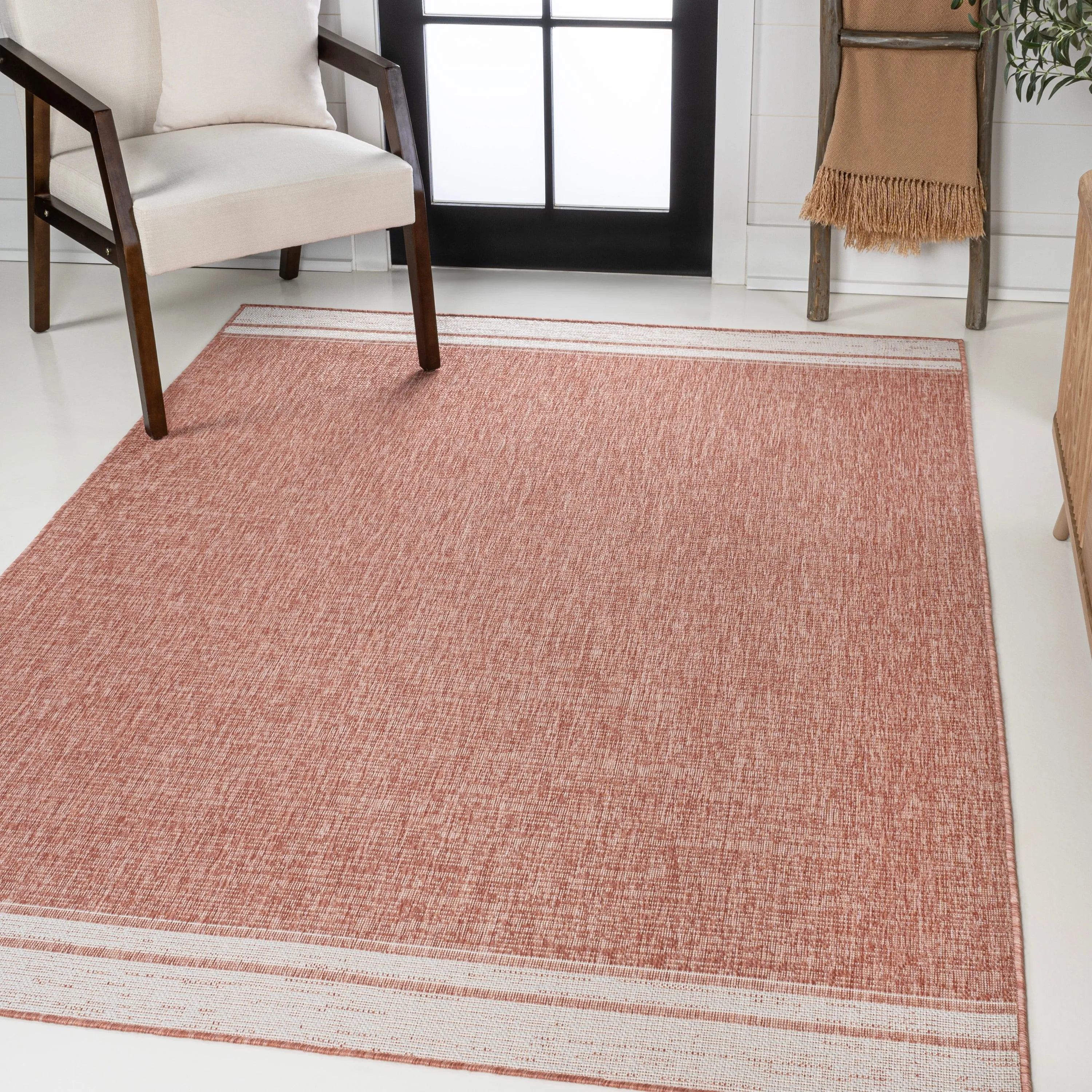 JONATHAN Y Darcy Modern Minimalist Mingled Solid Black/Cream Indoor/Outdoor Area Rug